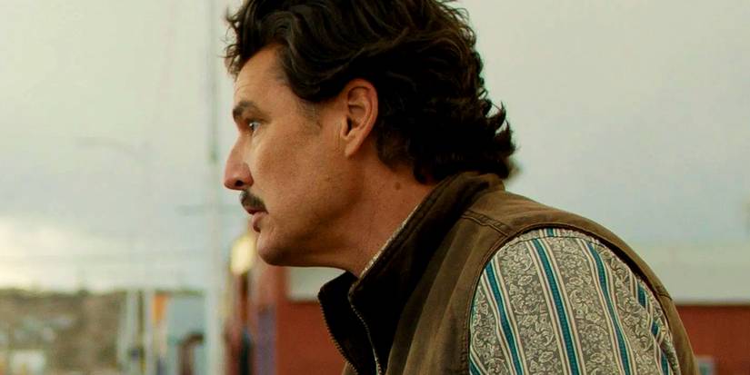 Pedro Pascal looking to the left in Eddington