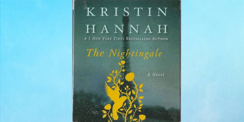 picture of the cover of the nightingale book against blue background