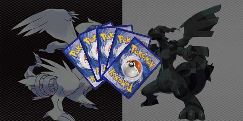 Pokemon Cards with Reshiram and Zekrom in background