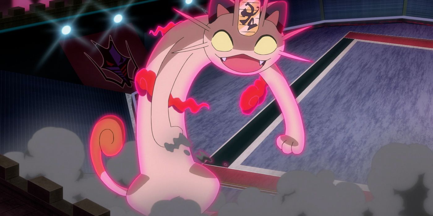 Gigantamax Meowth attacks.