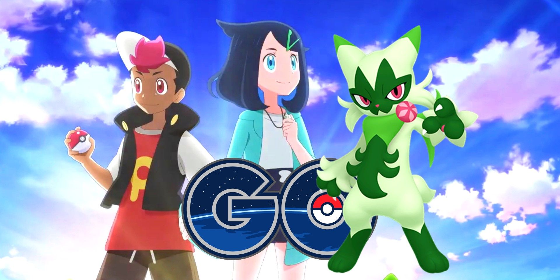 Pokemon go florogato with a screenshot from pokemon horizons the series