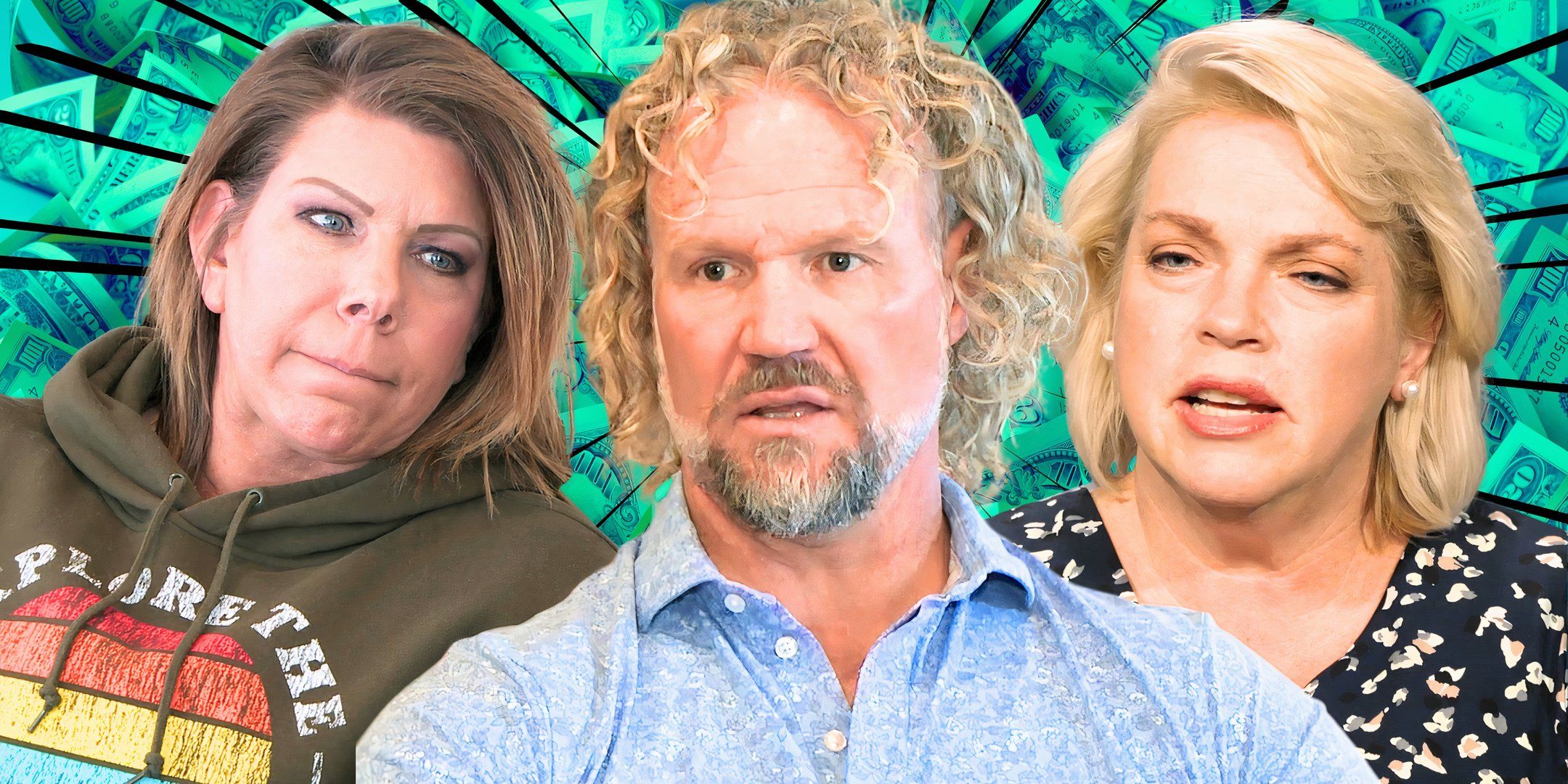 side by side image of Sister wives Meri, Kody, and Janelle Brown