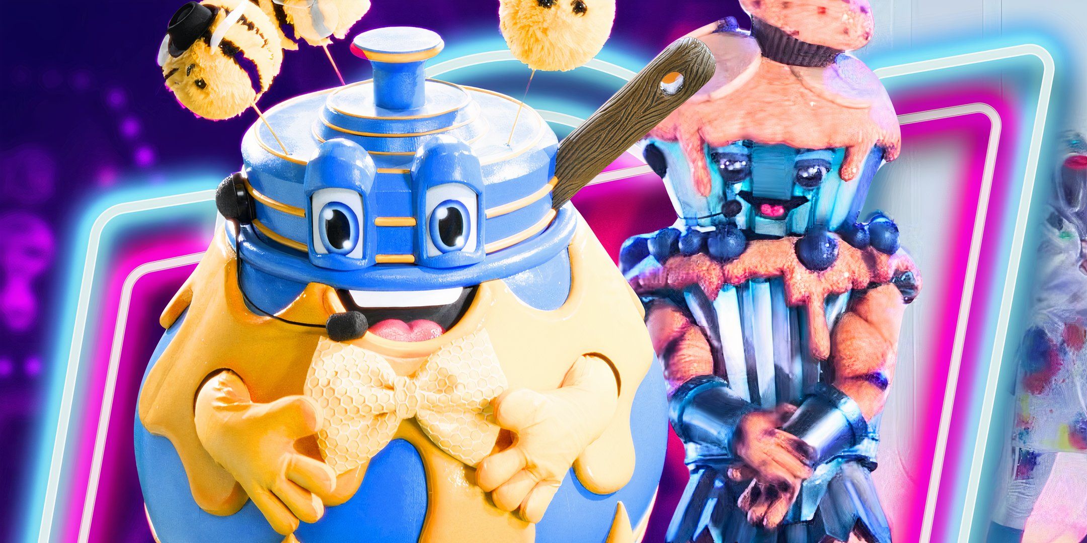 images of The Masked Singer costumes Honey Pot and Stud Muffin