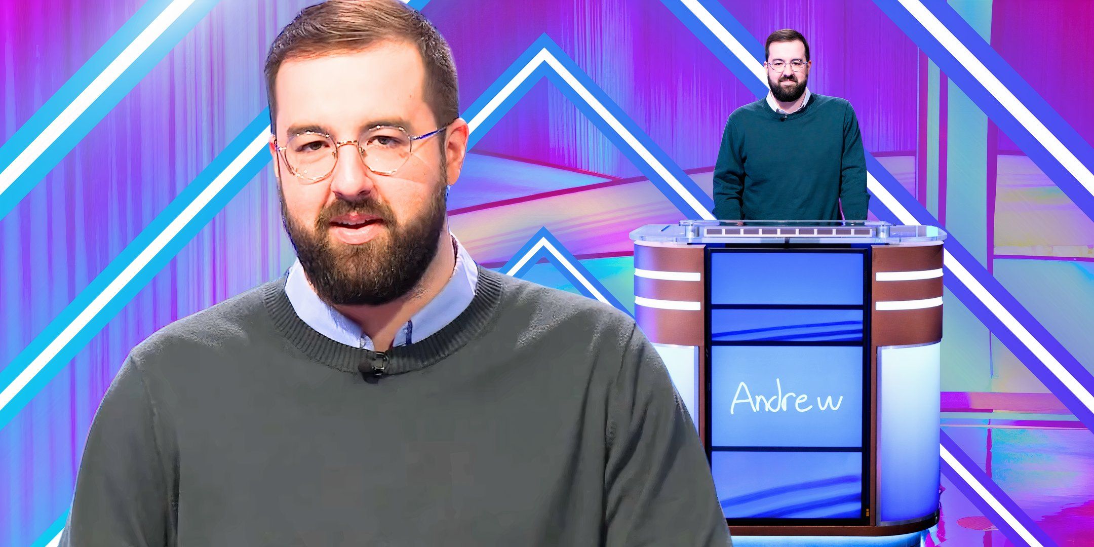 montage of Jeopardy! Champion Andrew Hayes