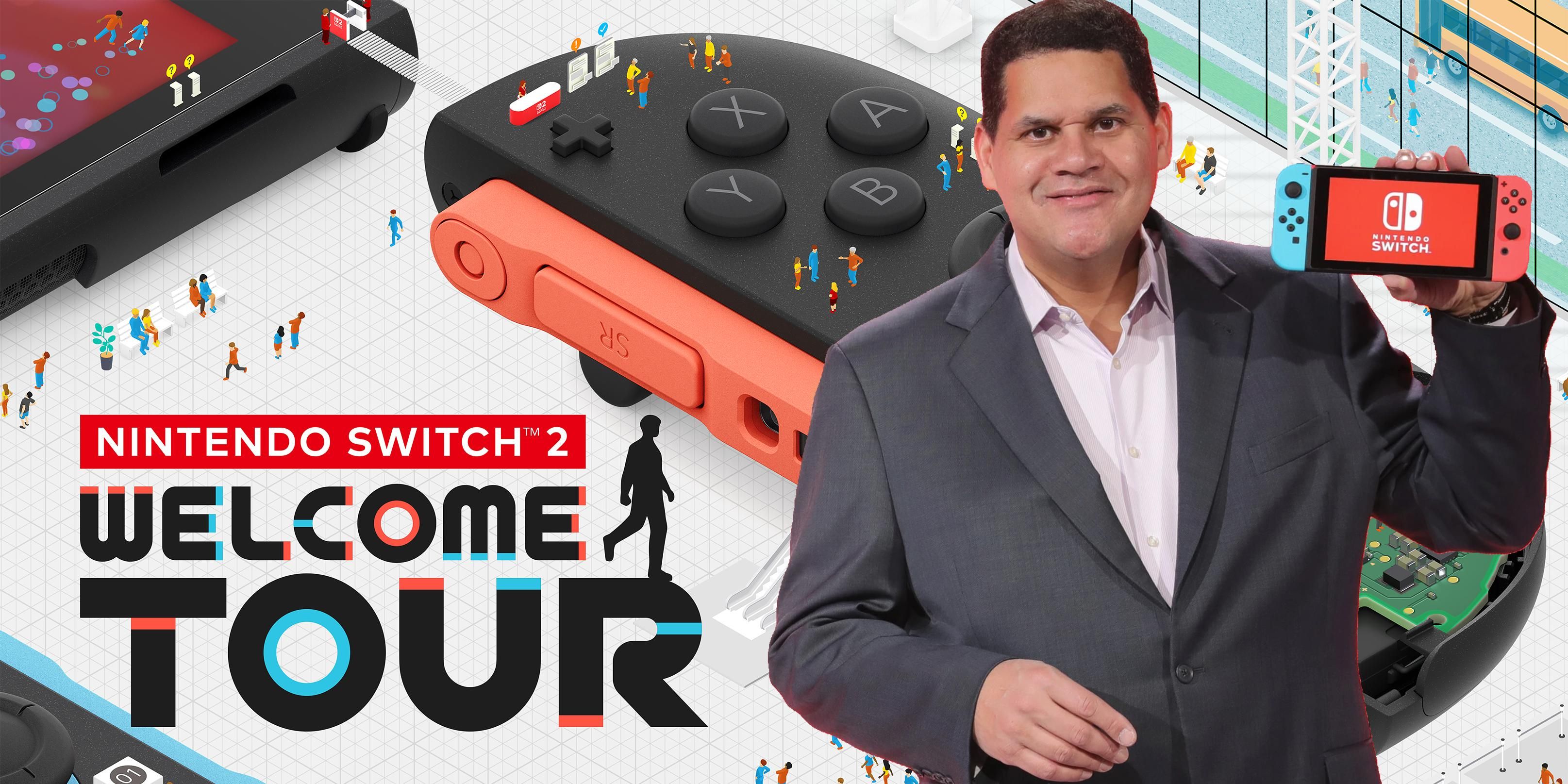 Reggie Fils-Aime edited on top of Switch 2 Welcome Tour