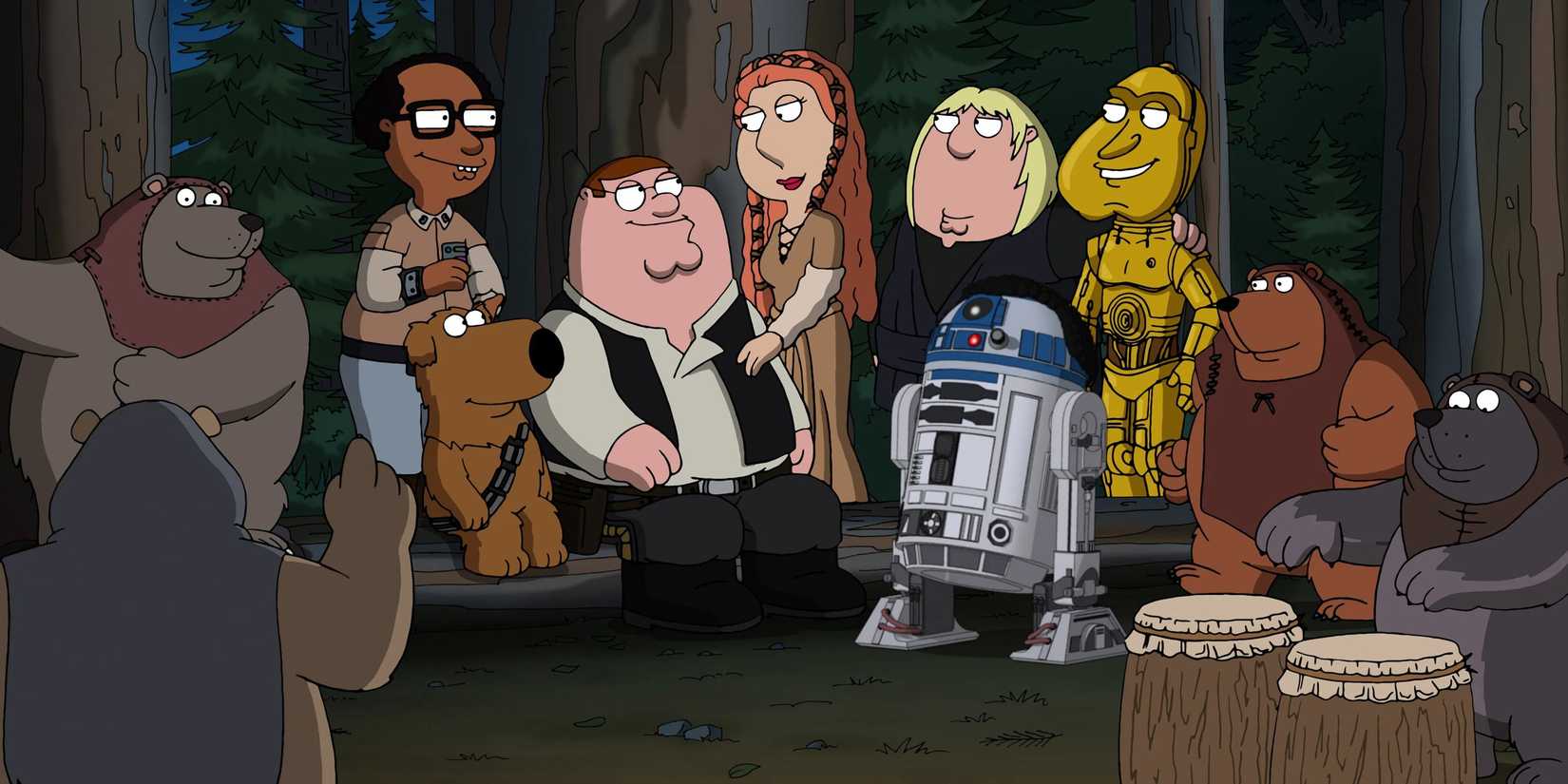 Return of the Jedi's Endor celebration in Family Guy