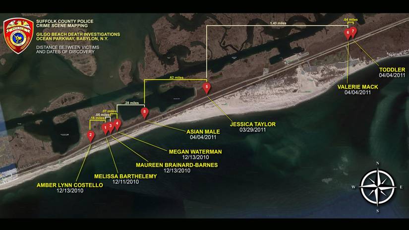map of the giglo beach and where the bodies were found