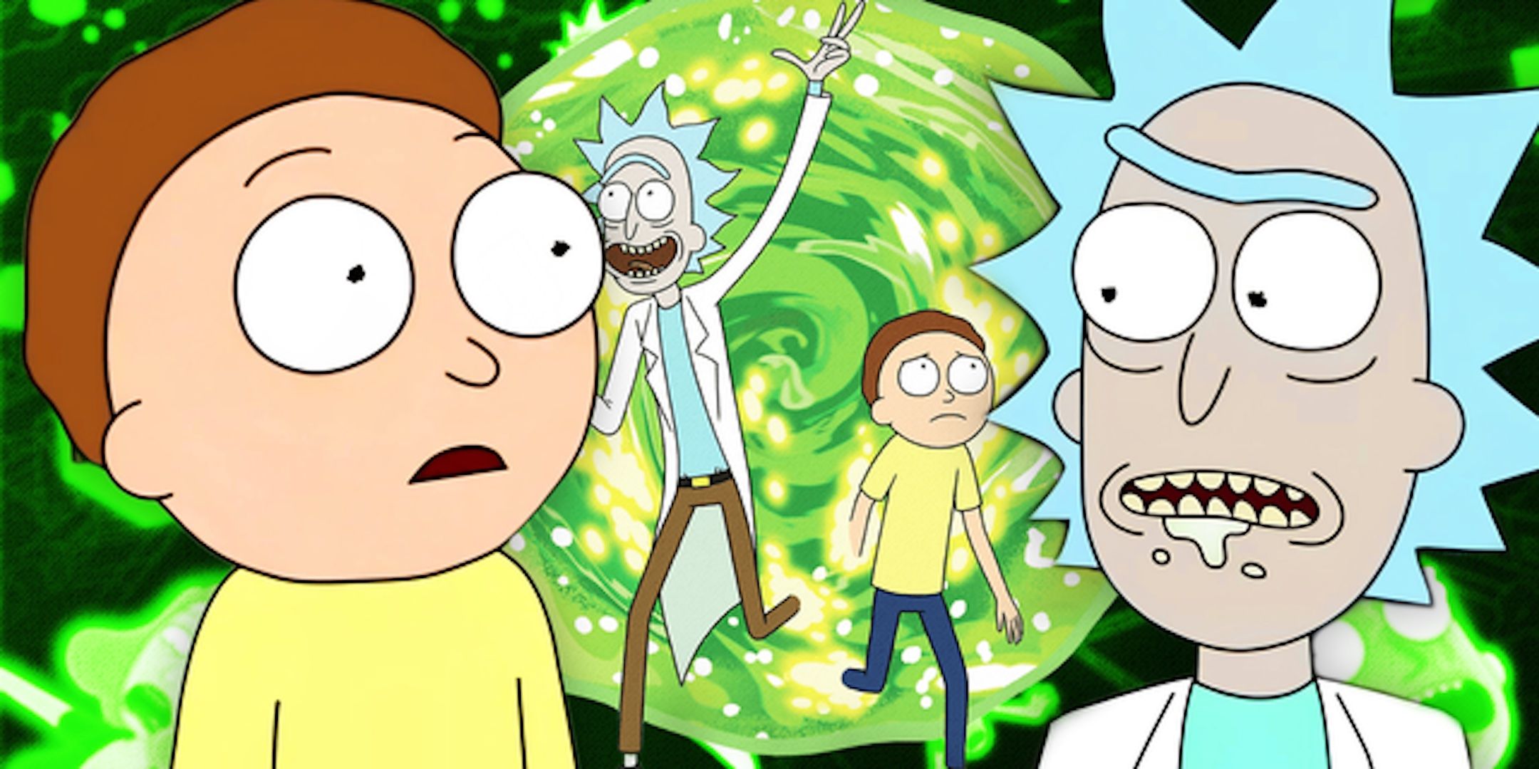 Rick and Morty in front of a portal from Rick and Morty