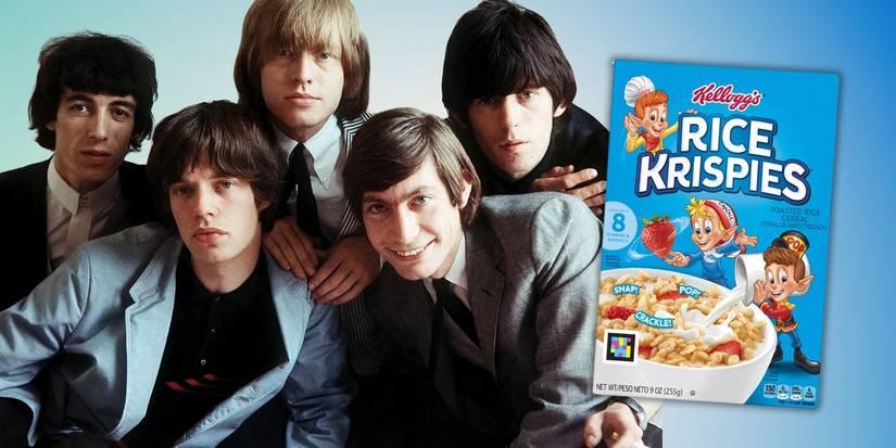 Band the Rolling Stones alongside a box of Rice Krispies cereal