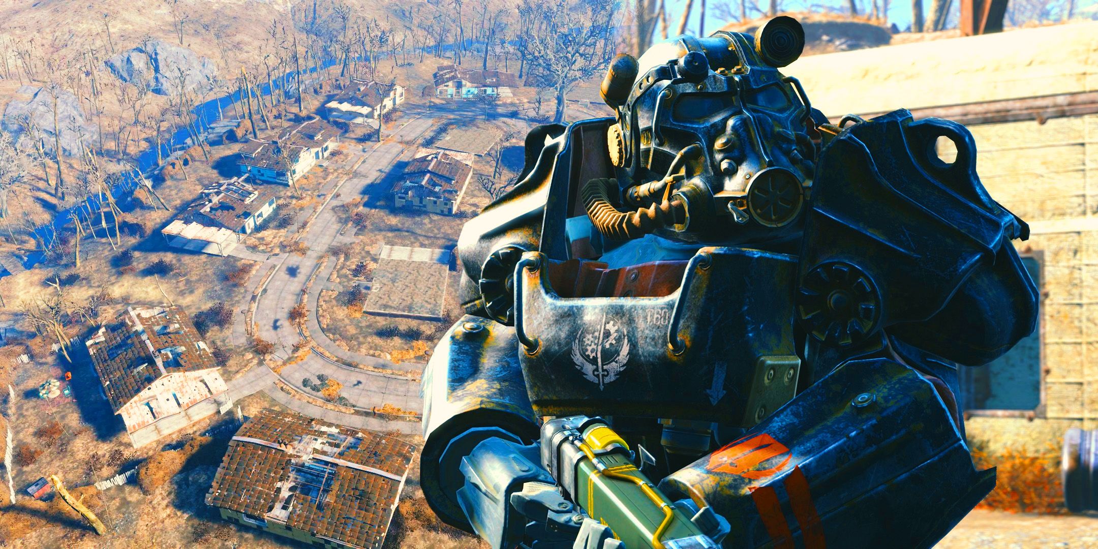 Sanctuary Hills from fallout 4 with a character