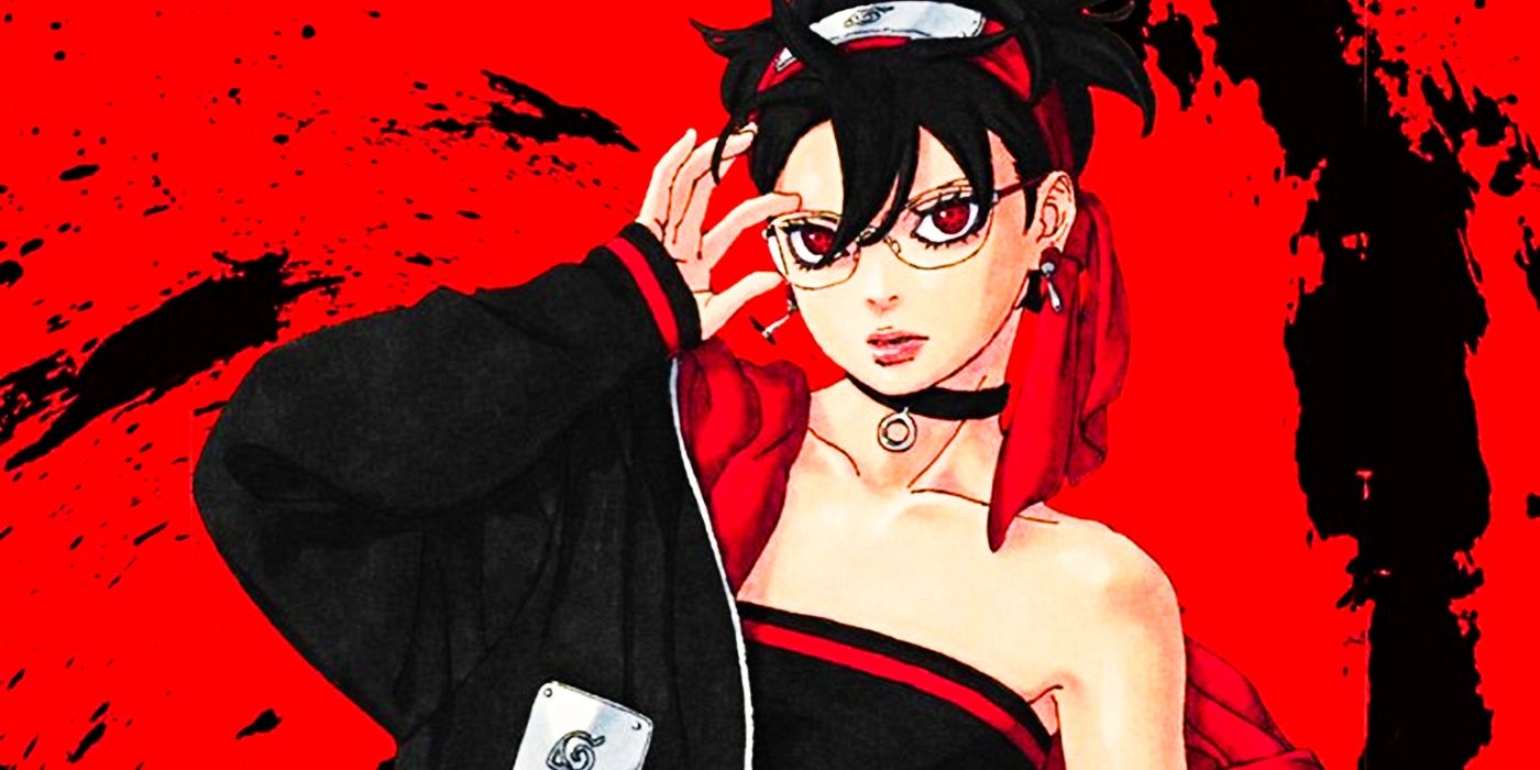 Sarada from Boruto Two Blue Vortex using her Mangekyo Sharingan