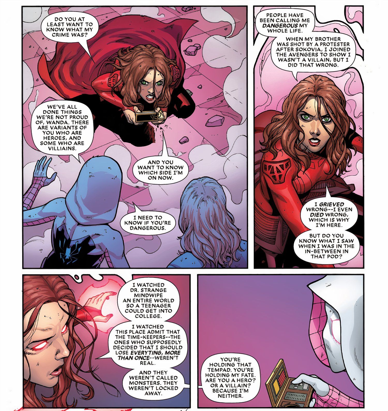 Bruja escarlata hablando de ninguna manera de casa Marvel