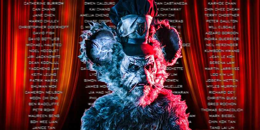 Willie in Screamboat with credits behind him