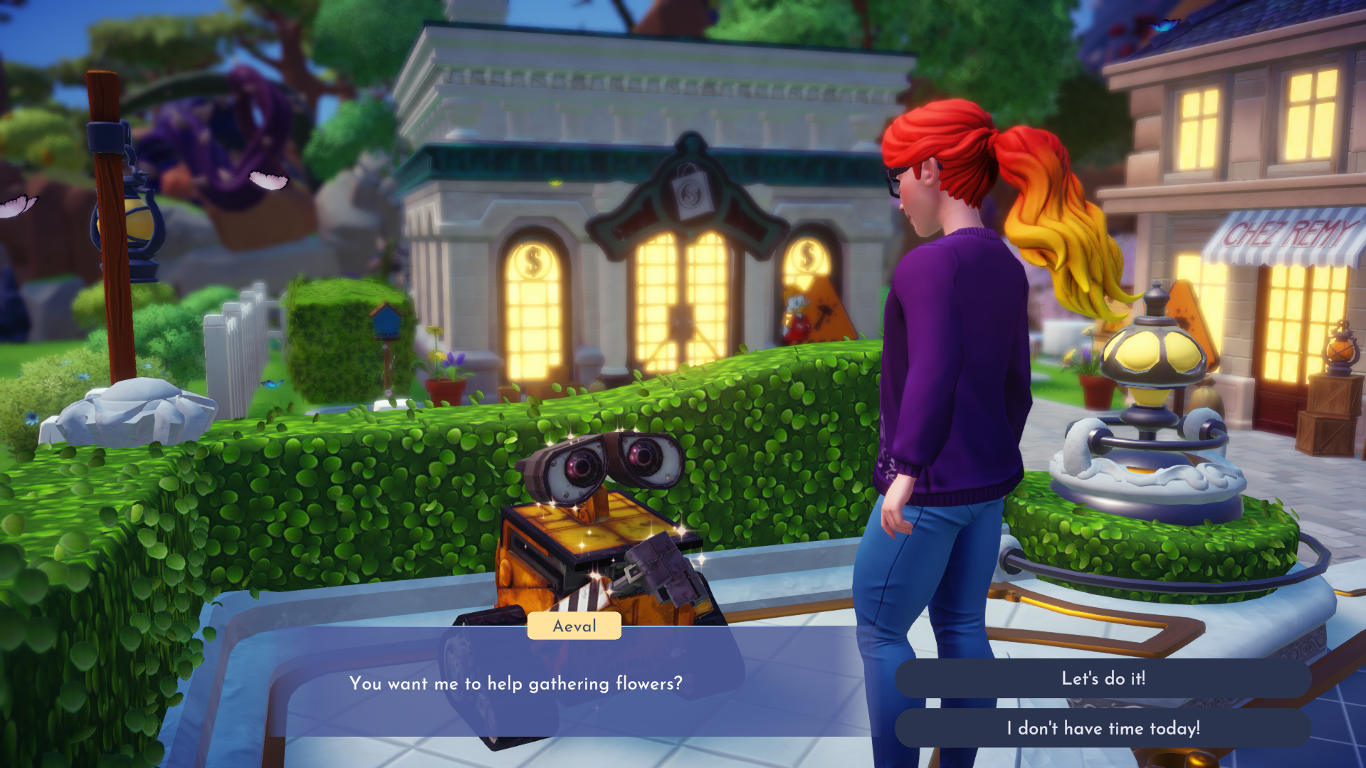 disney dreamlight valley player talking to wall-e about limited time egg hunt quest
