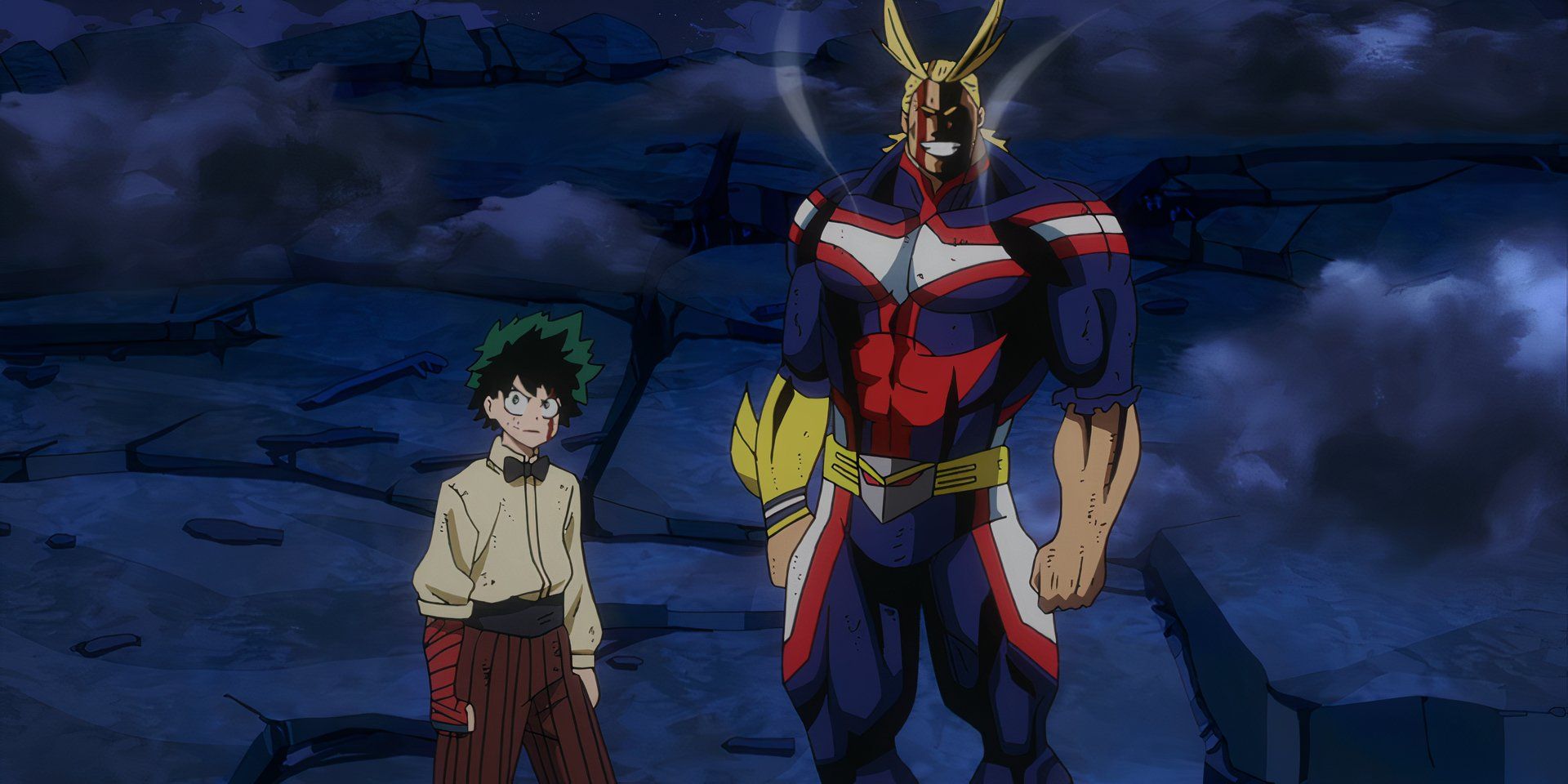 All Might and Deku prepare to take on Wolfram in My Hero Academia: Two Heroes