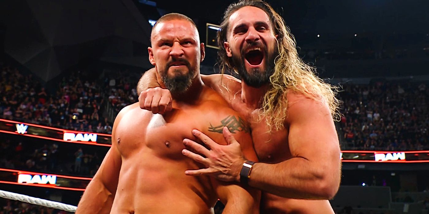 Seth Rollins hugging Bron Breakker on WWE Raw