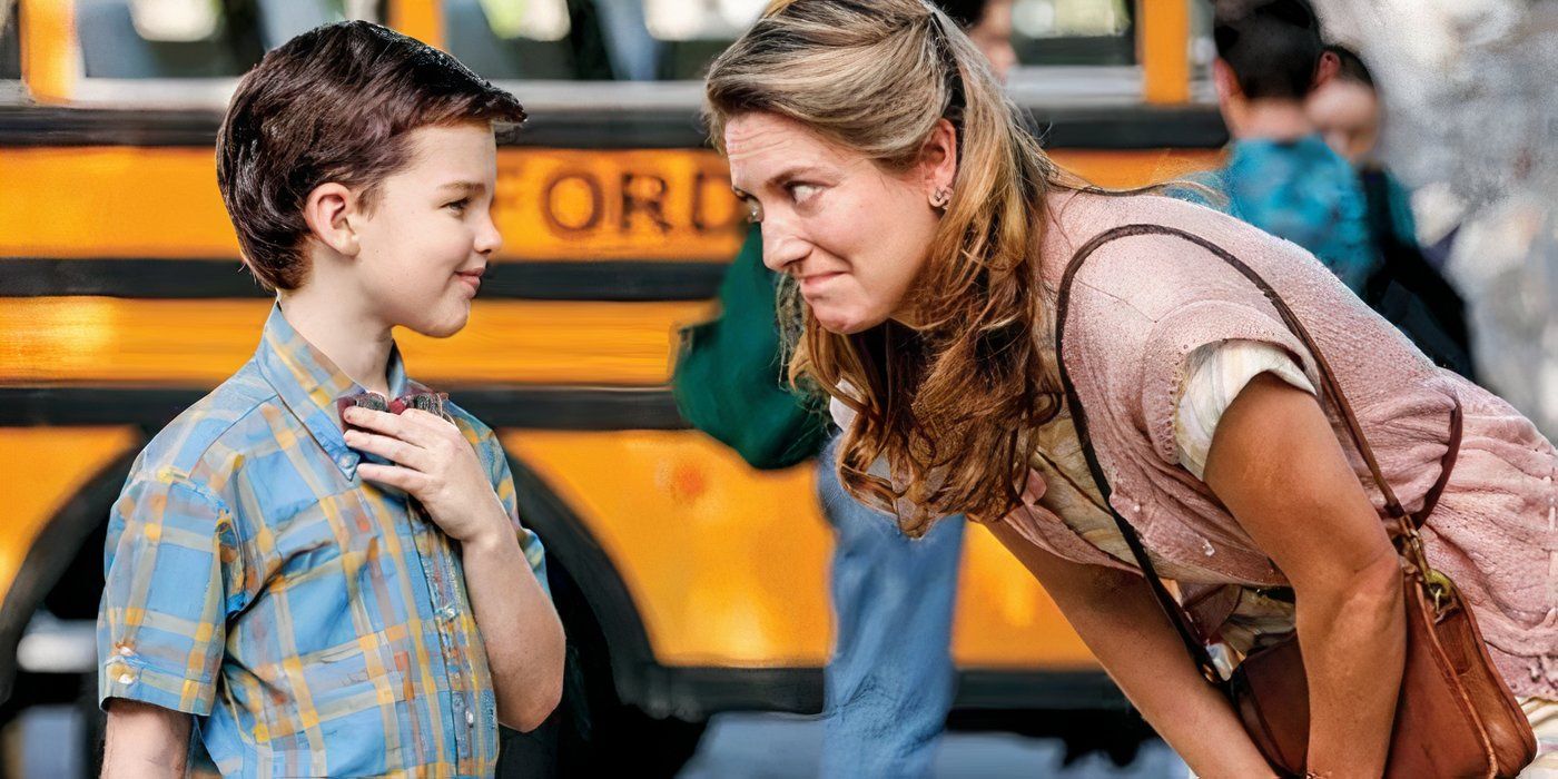 Sheldon&rsquo;s mom drops him off at school in Young Sheldon