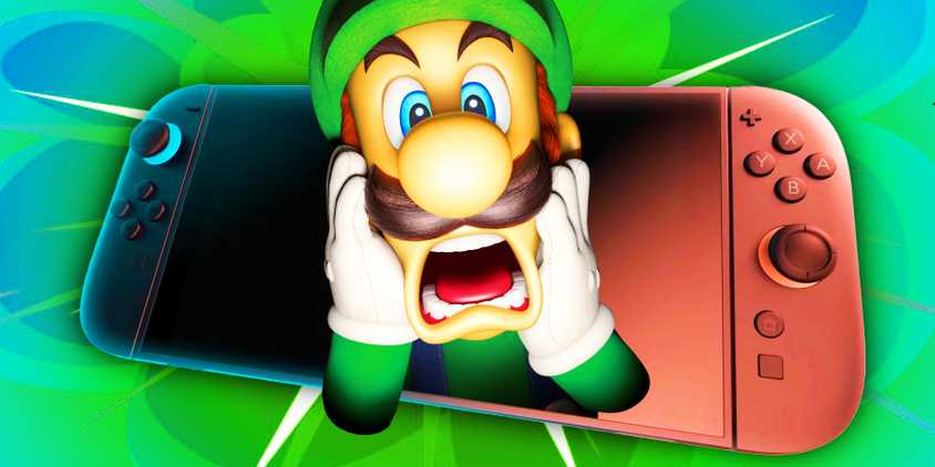 Shocked Luigi with the Nintendo Switch 2
