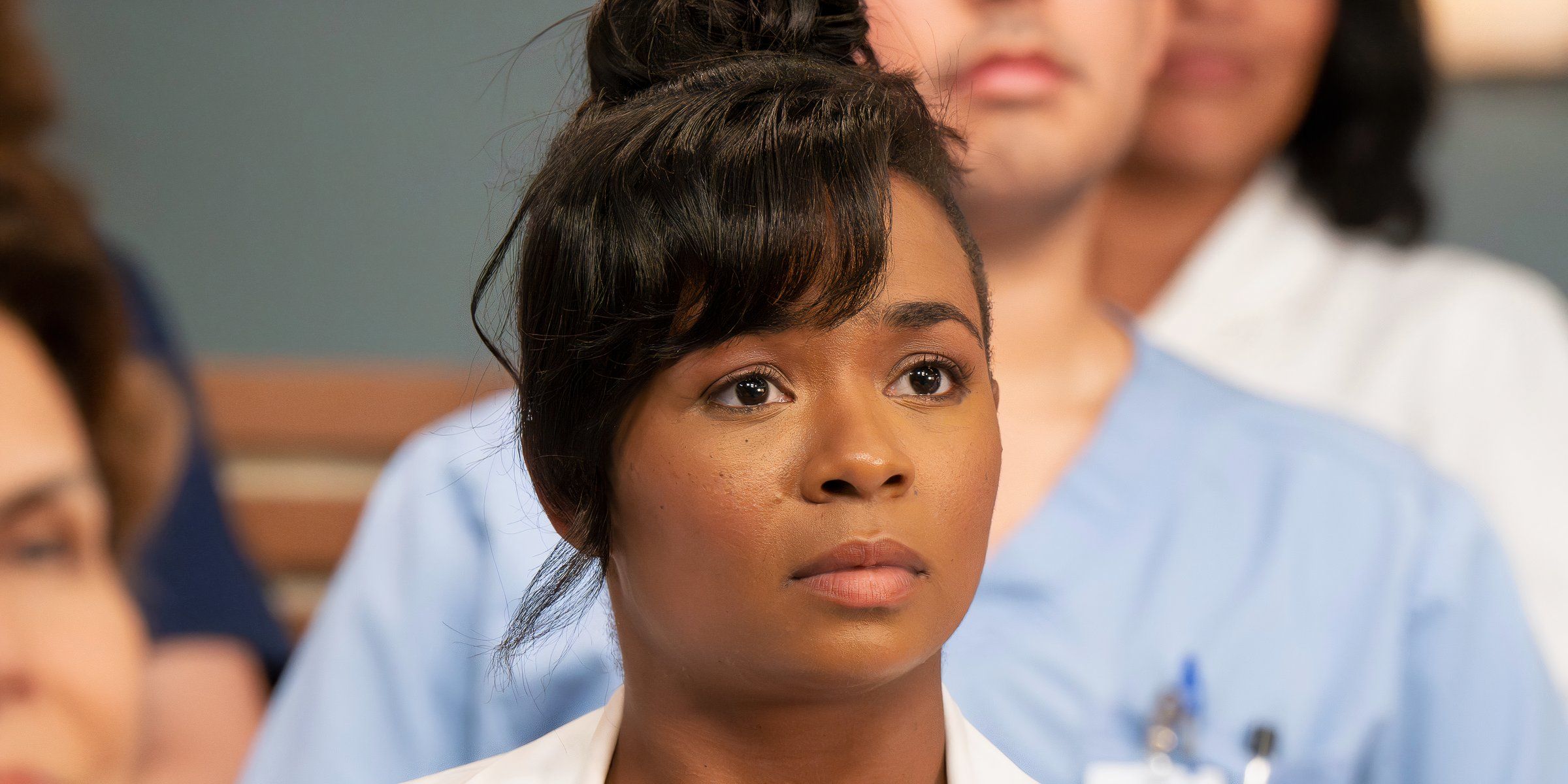Simone with a stricken expression in Grey&rsquo;s Anatomy season 21 episode 14