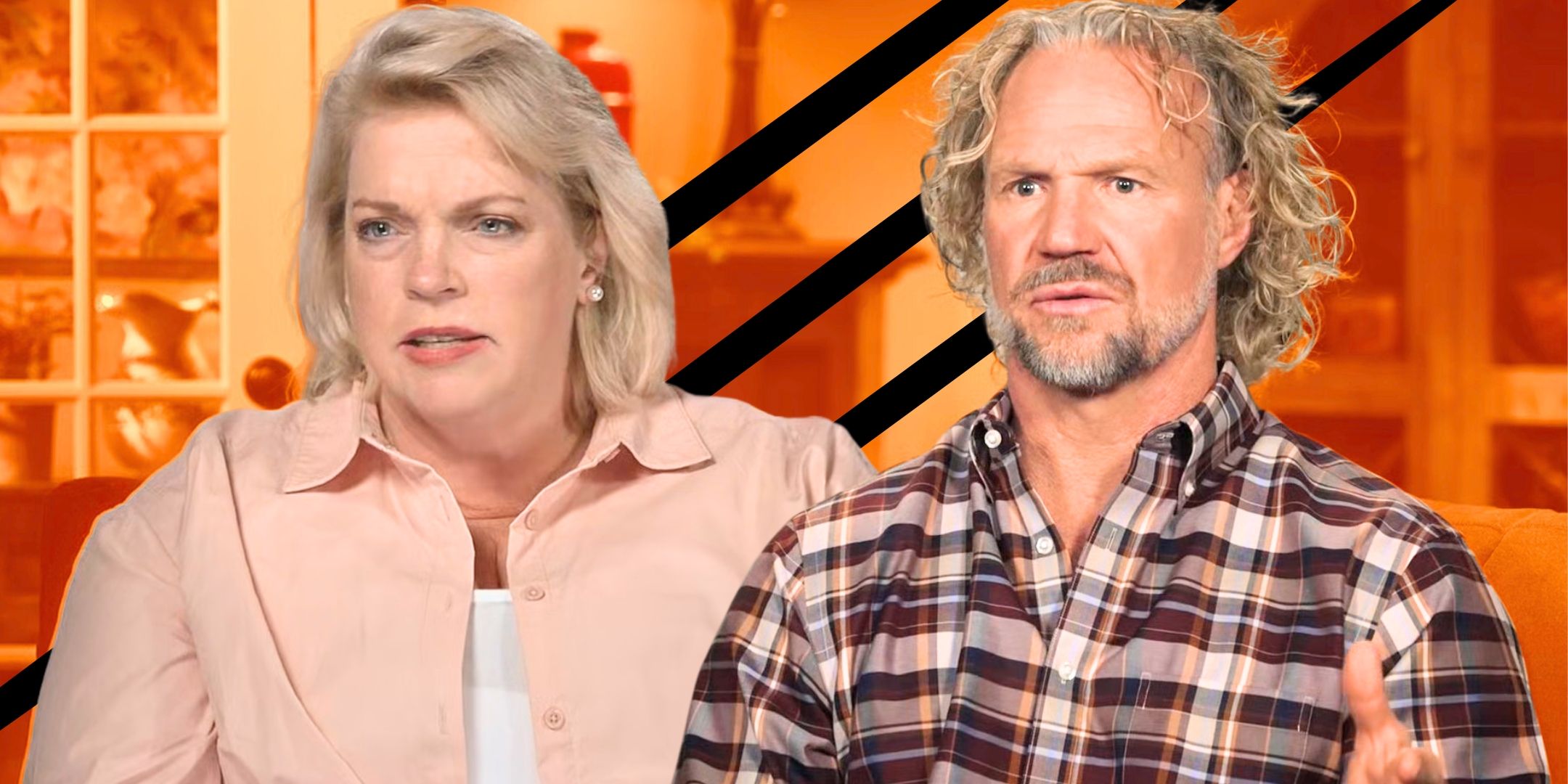 Sister Wives’ Janelle Brown and Kody Brown with stern expressions