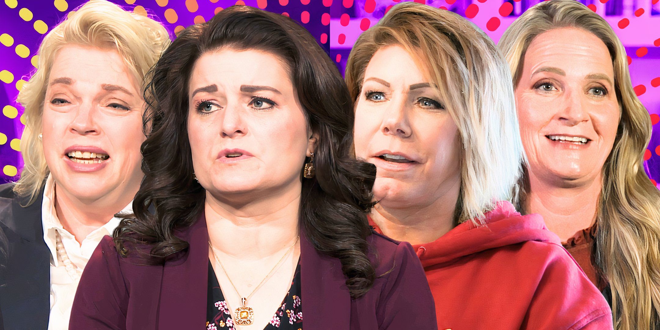 side by side image of Sister Wives' Janelle, Robyn, Meri, and Christine Brown