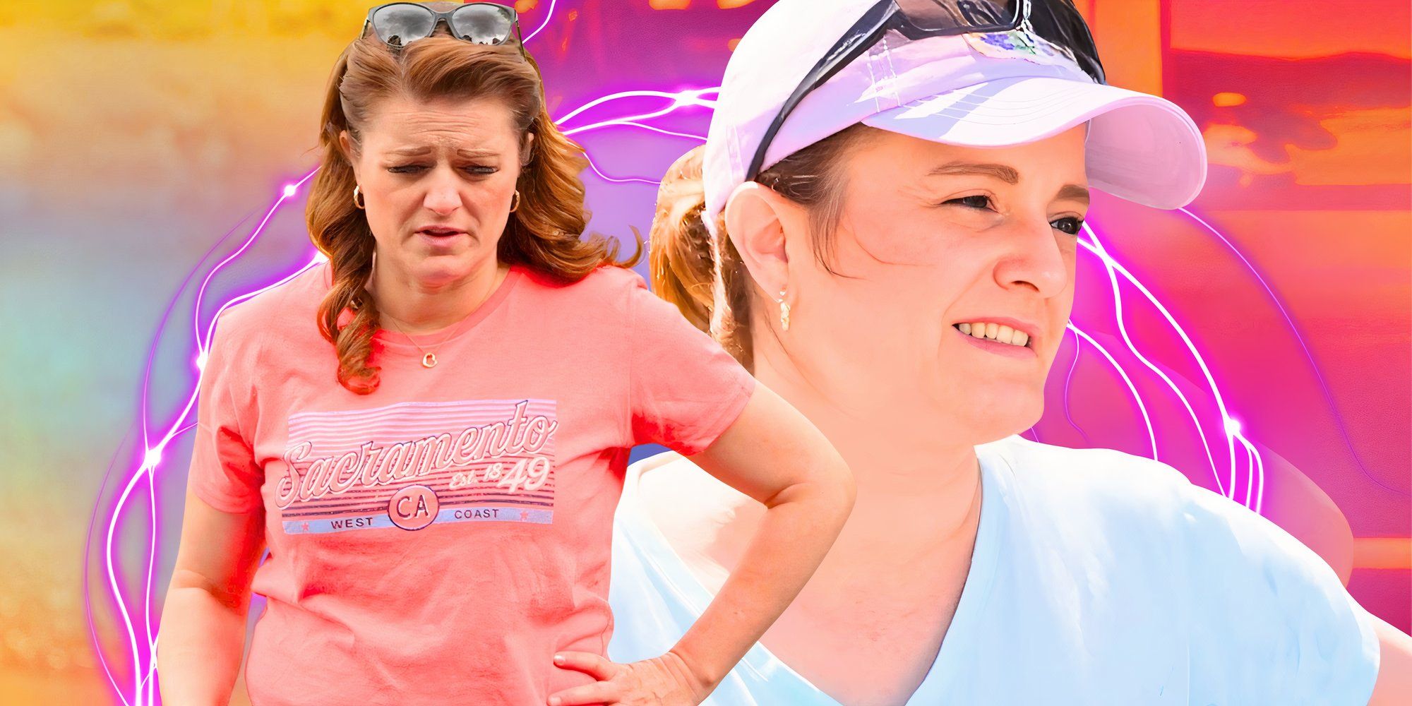 Sister Wives Robyn Brown looking tensed and smiling in different picture