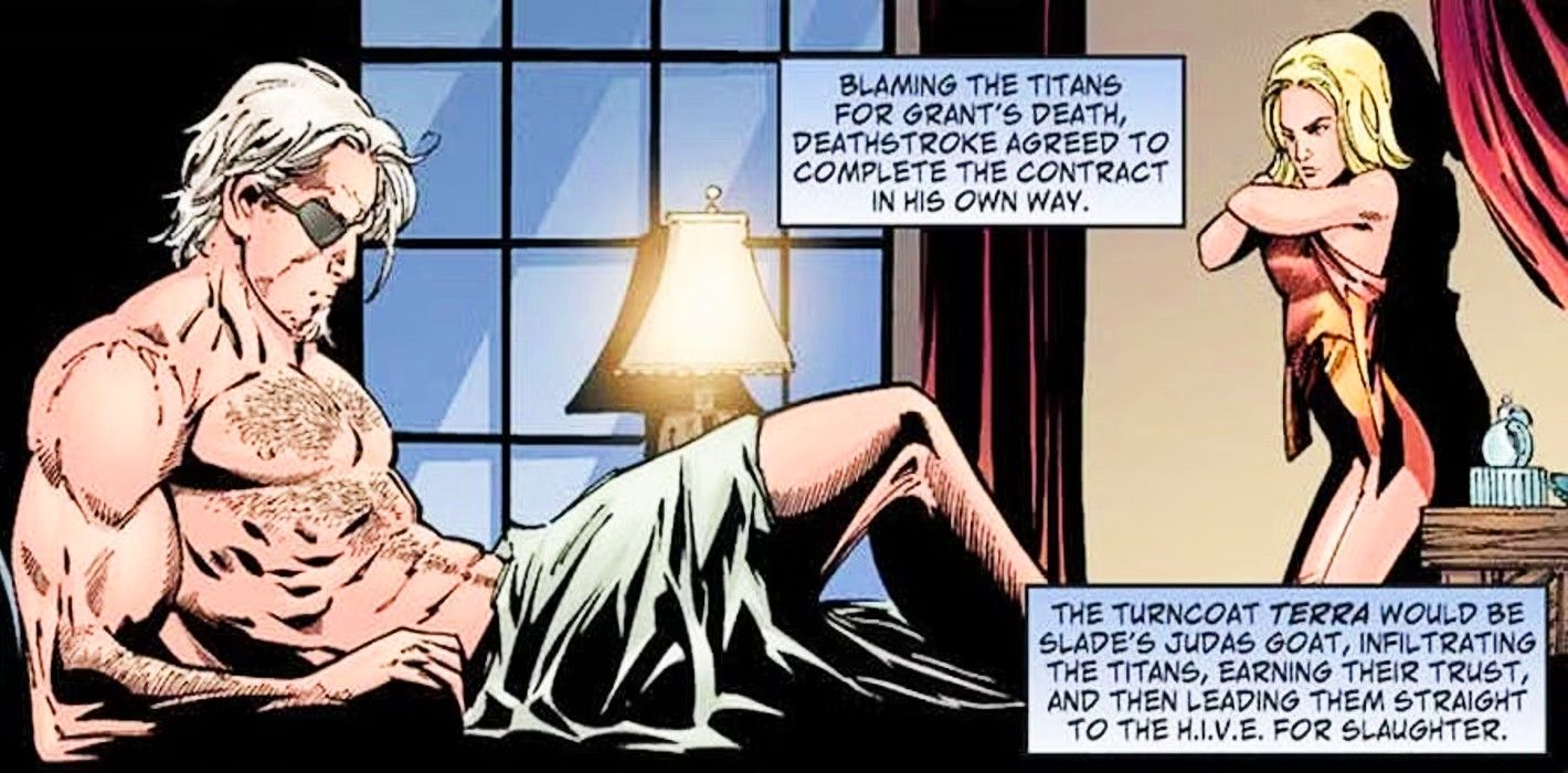 Slade Wilson and Terra from DC&rsquo;s &lsquo;Judas Contract&rsquo; storyline