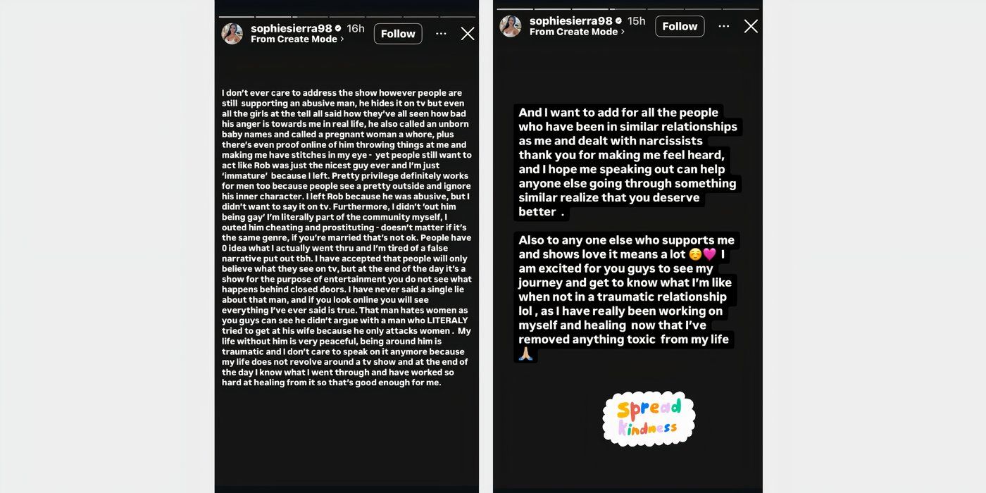 90 Day: The Last Resort&rsquo;s Sophie Sierra&rsquo;s IG Story from April 21 that details allegations of abuse