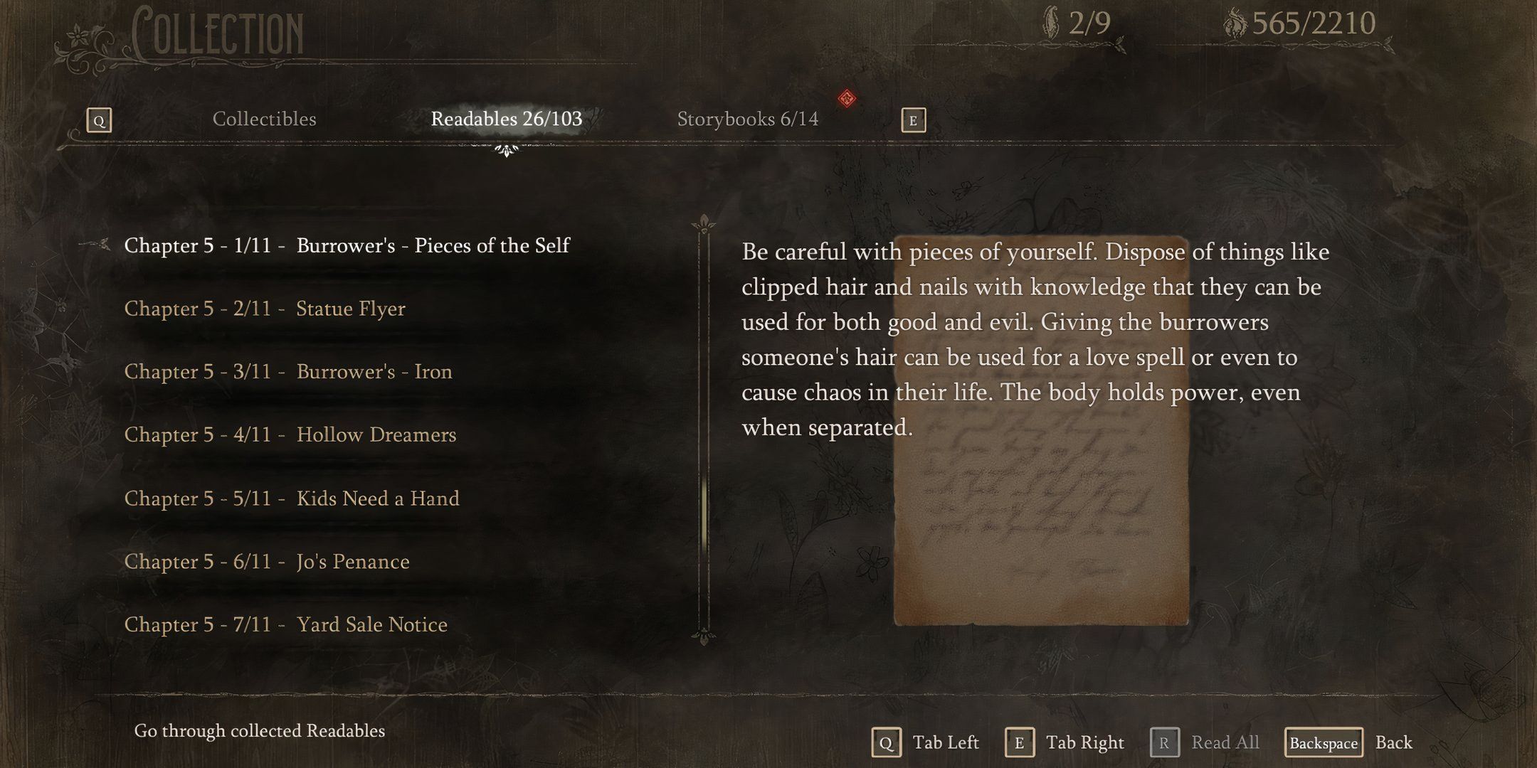 South of Midnight Readable Collectibles Chapter 5 Menu-1
