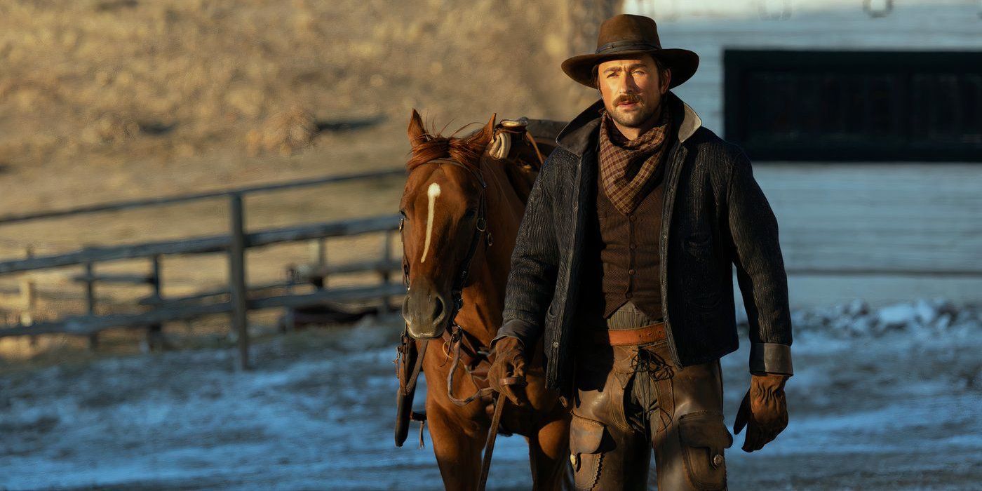 Spencer Dutton and a horse in 1923's finale