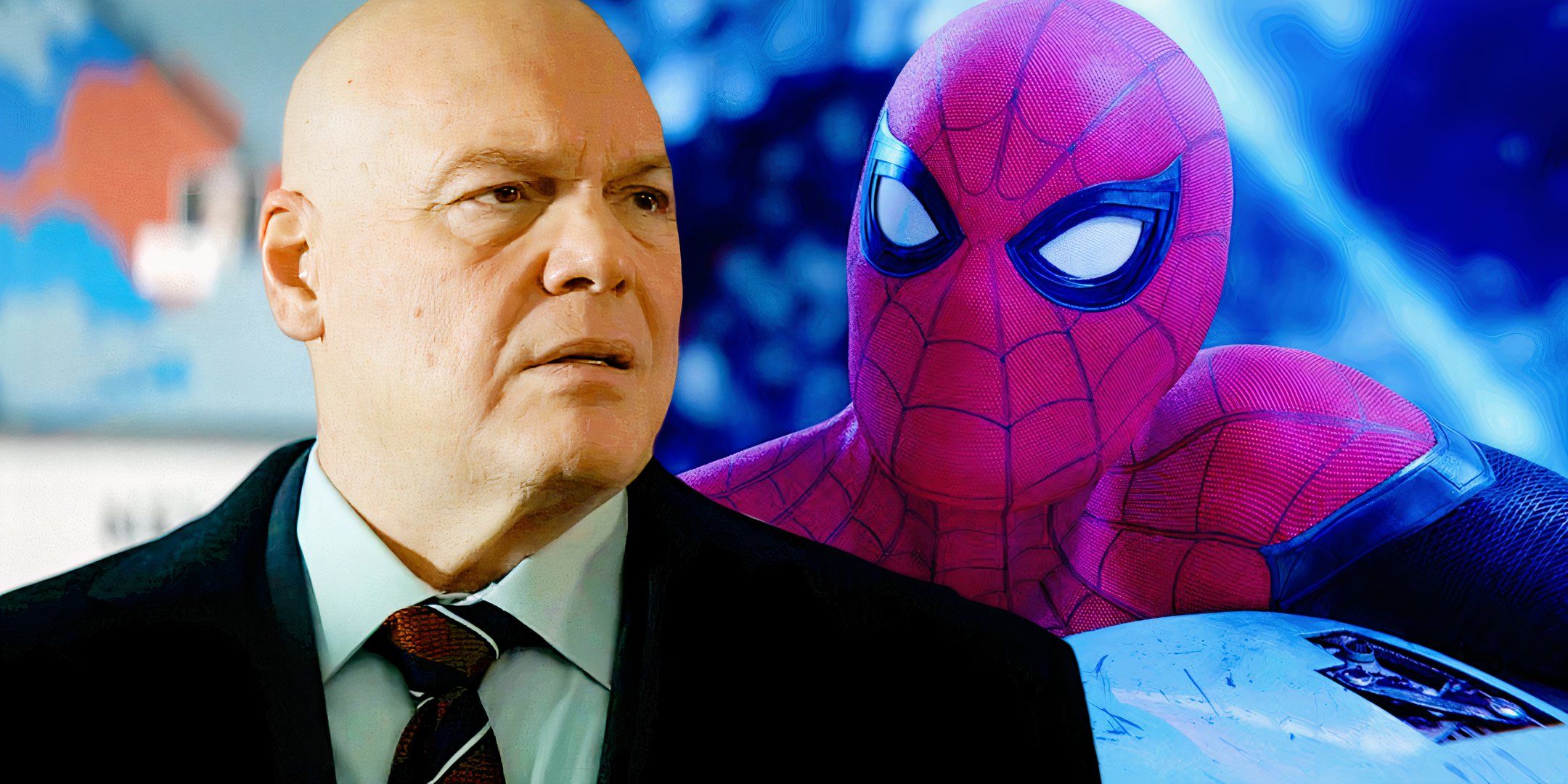 Split image of Kingpin and Spider-Man