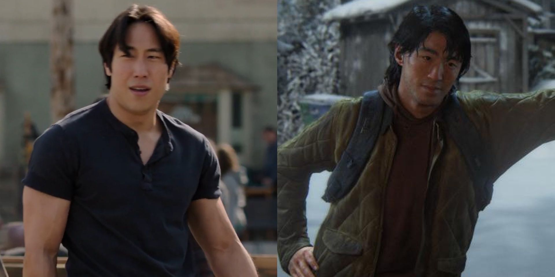 Split image of Young Mazino in The Last of Us and Jesse in The Last of Us Part II