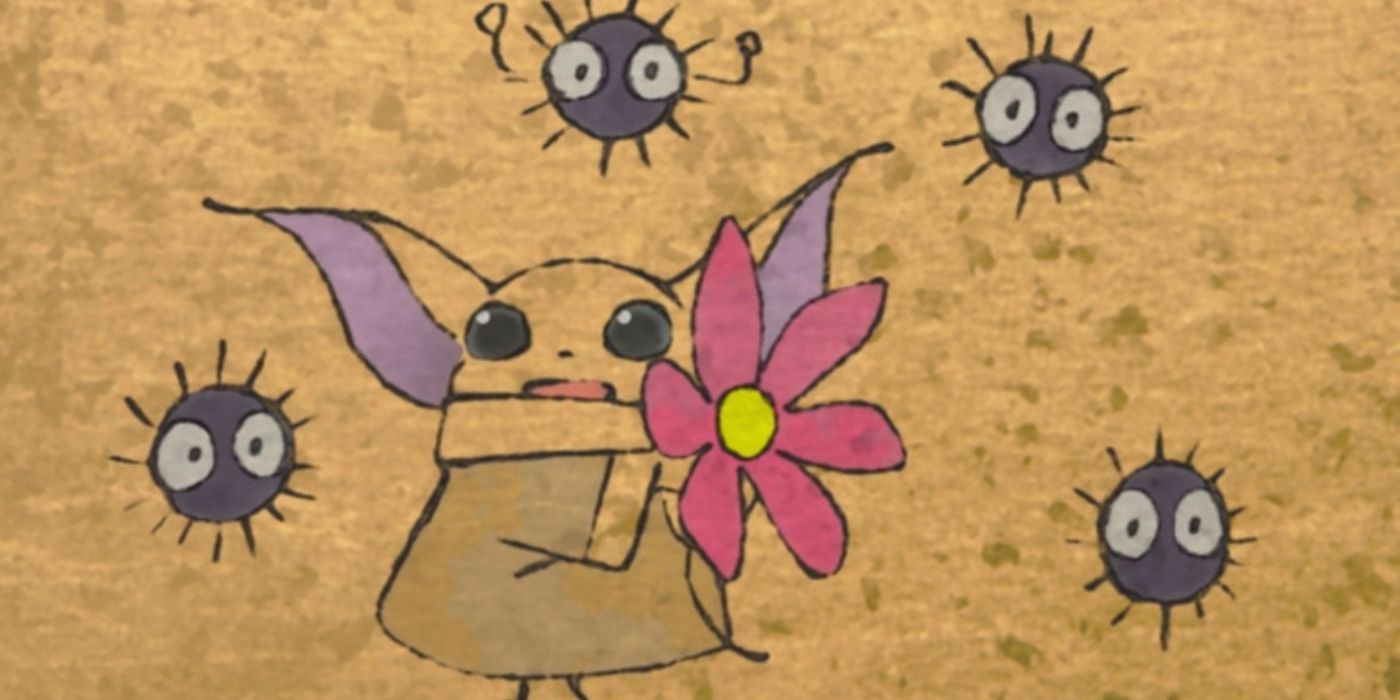 Studio Ghibli - -Zen- Grogu and Dust Bunnies still with Baby Yoda and the Soot Sprites