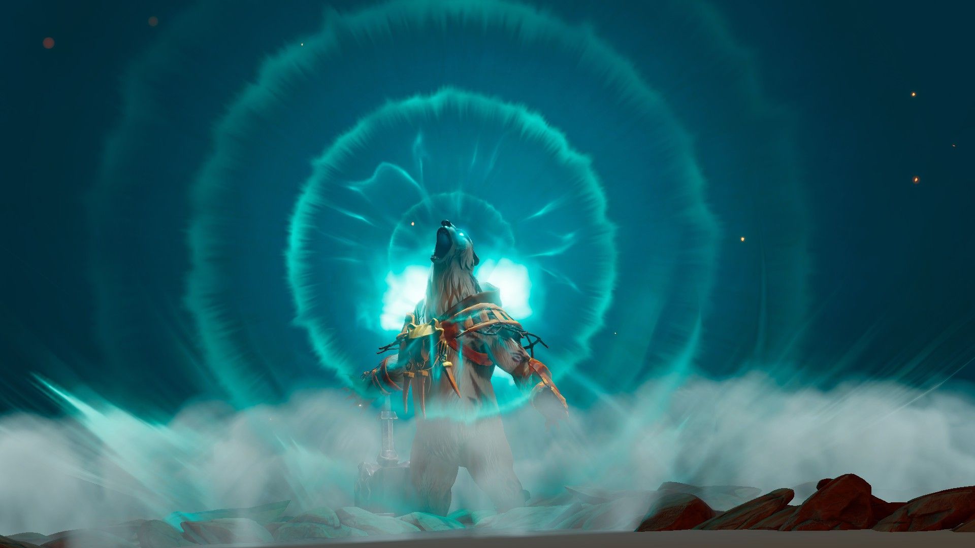 Sunderfolk Beserker doing a huge roar as part of his ultimate move.
