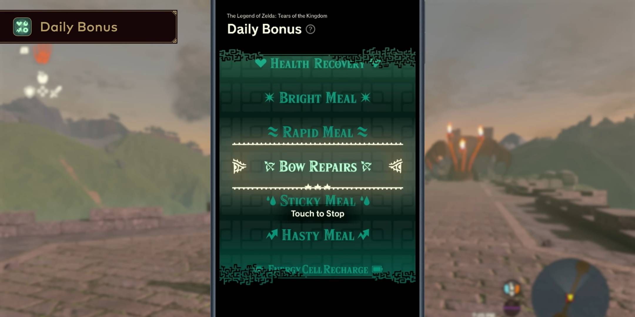 The Daily Bonus roulette wheel in Tears of the Kingdom.