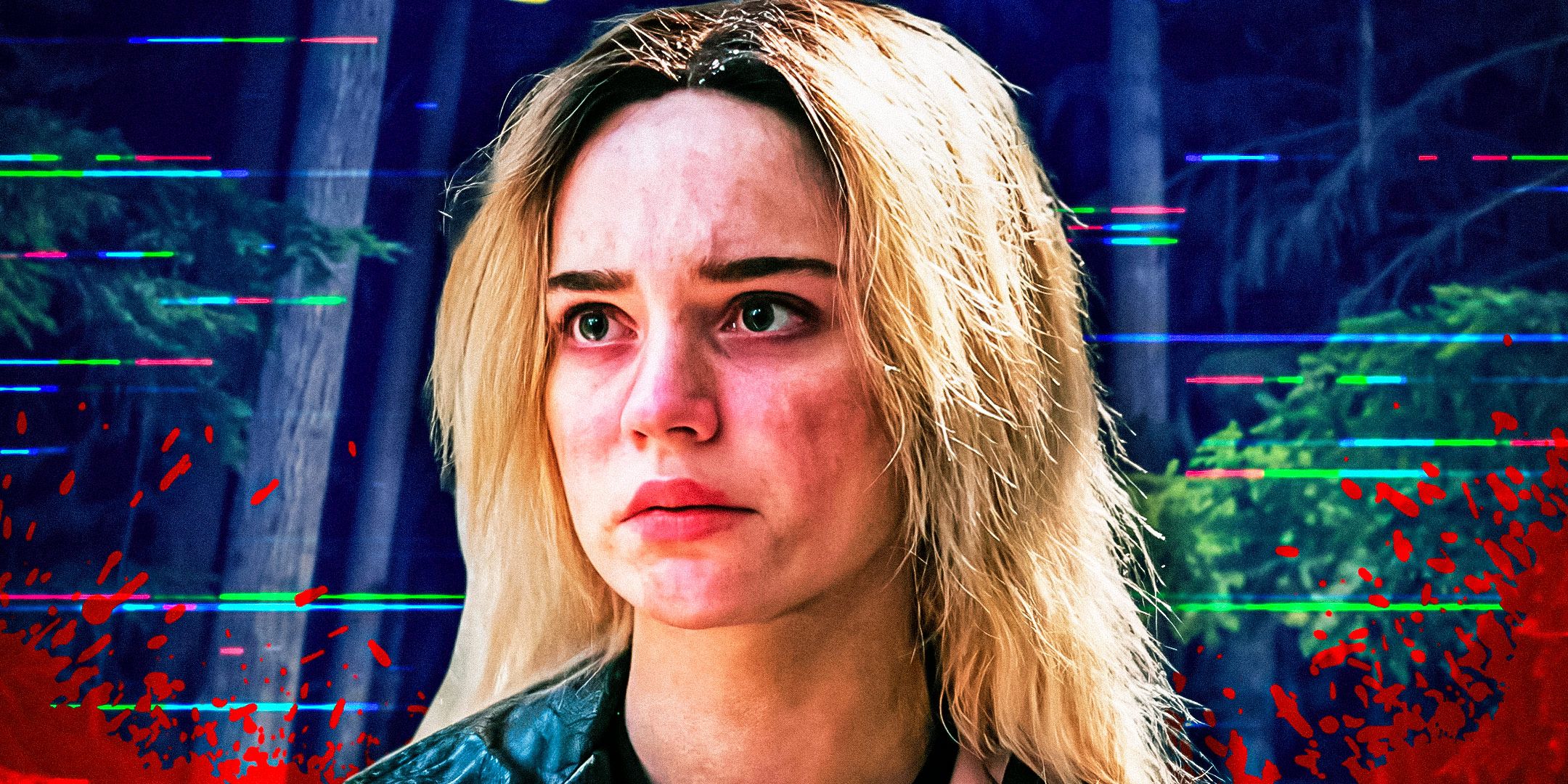 Sophie Thatcher as Natalie looking distraught in Yellowjackets' teen timeline