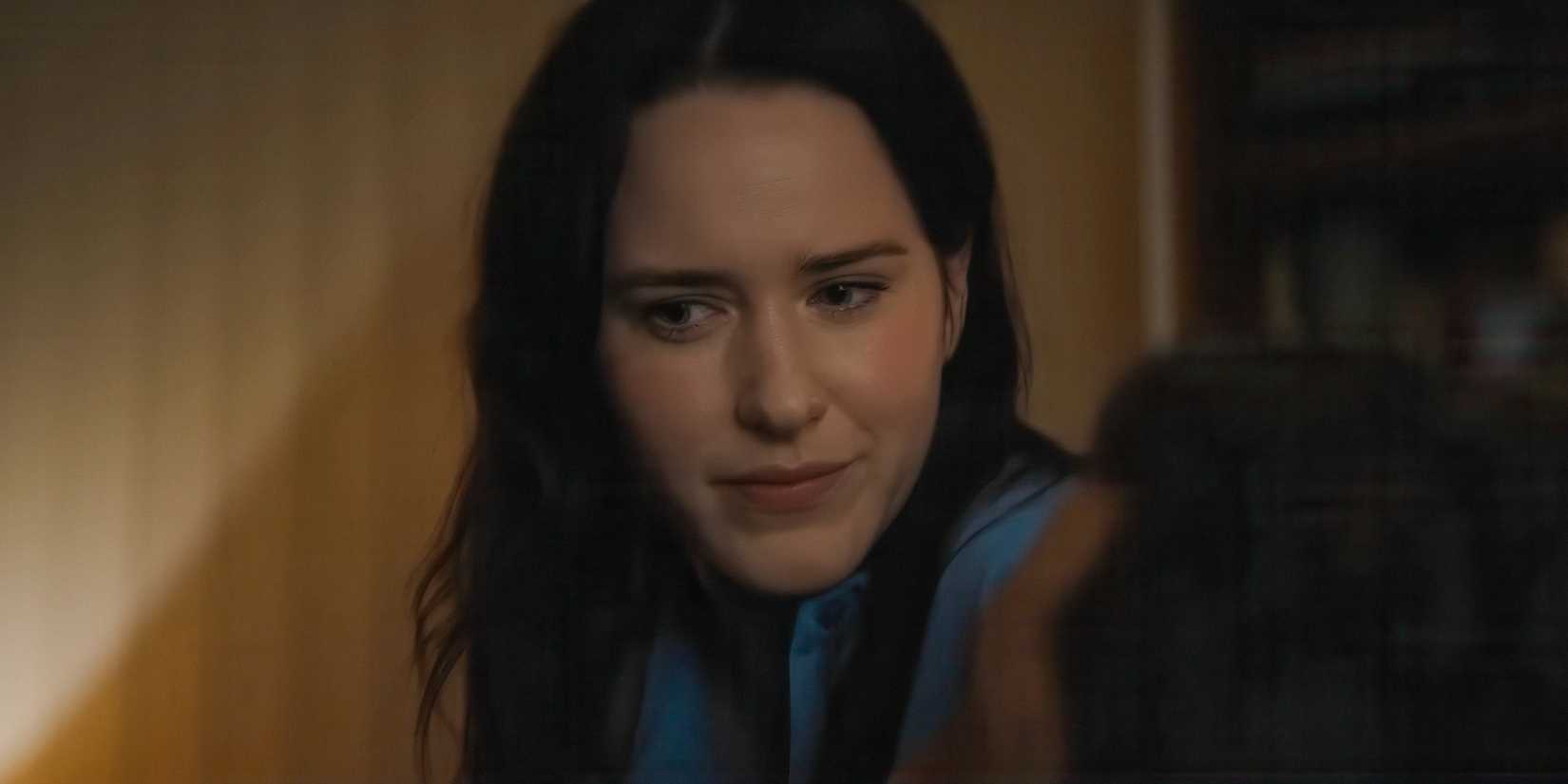 Close-up of Sarah's (Rachel Brosnahan) confused face in The Amateur