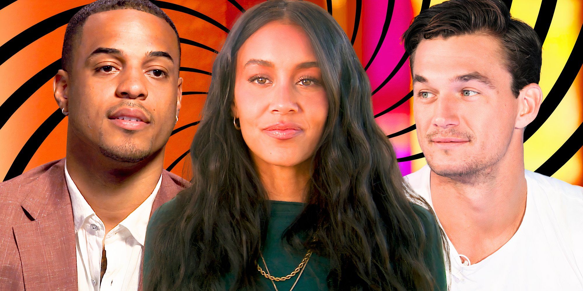 side by side image of The Bachelor&rsquo;s Grant Ellis, Litia Garr, and Tyler Cameron