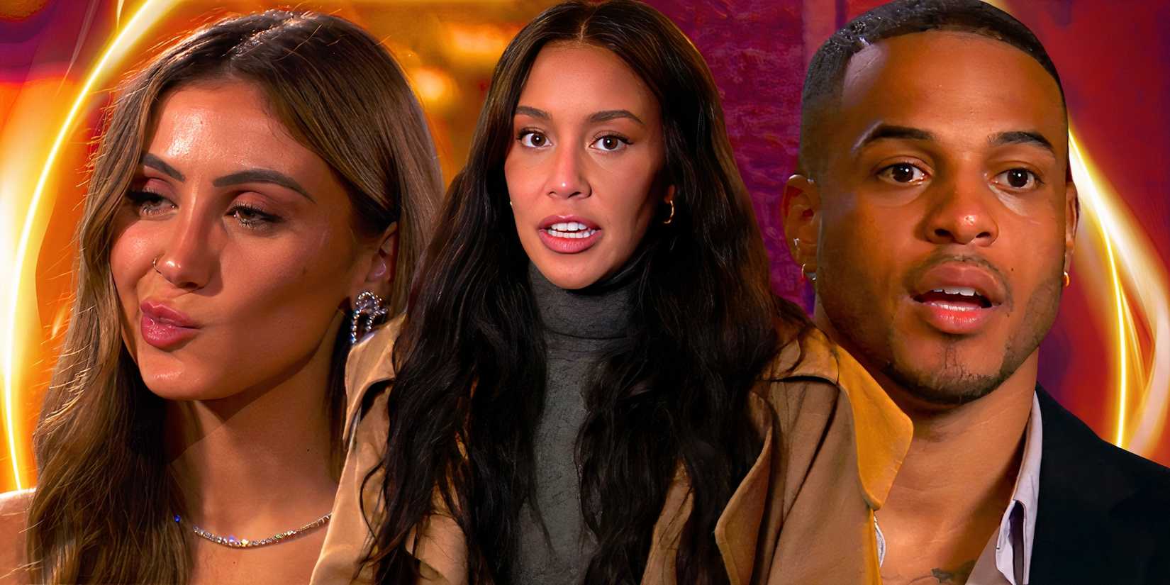 montage of The Bachelor's Juliana, Litia Garr, and Grant Ellis looking intense