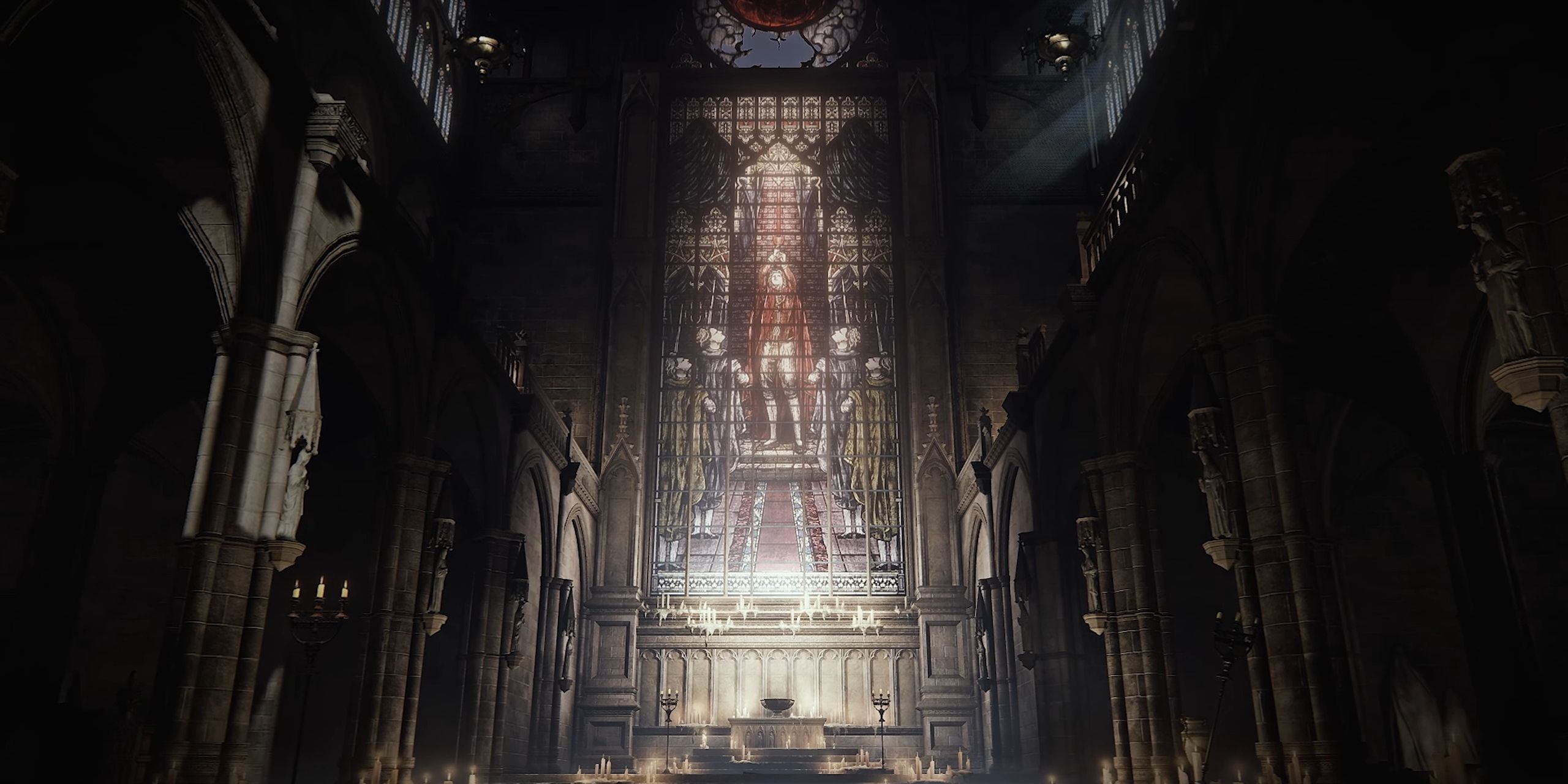A desecrated church in The Duskbloods.
