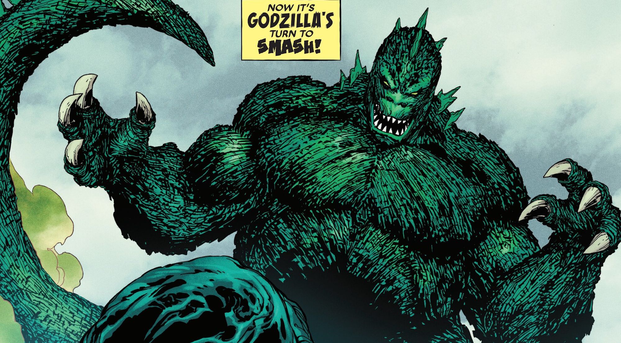 the-godzilla-hulk-is-created-in-godzilla-vs-hulk-comic-art Godzilla estreia sua forma mais poderosa da história, que faz o rei Ghidorah parecer um inseto