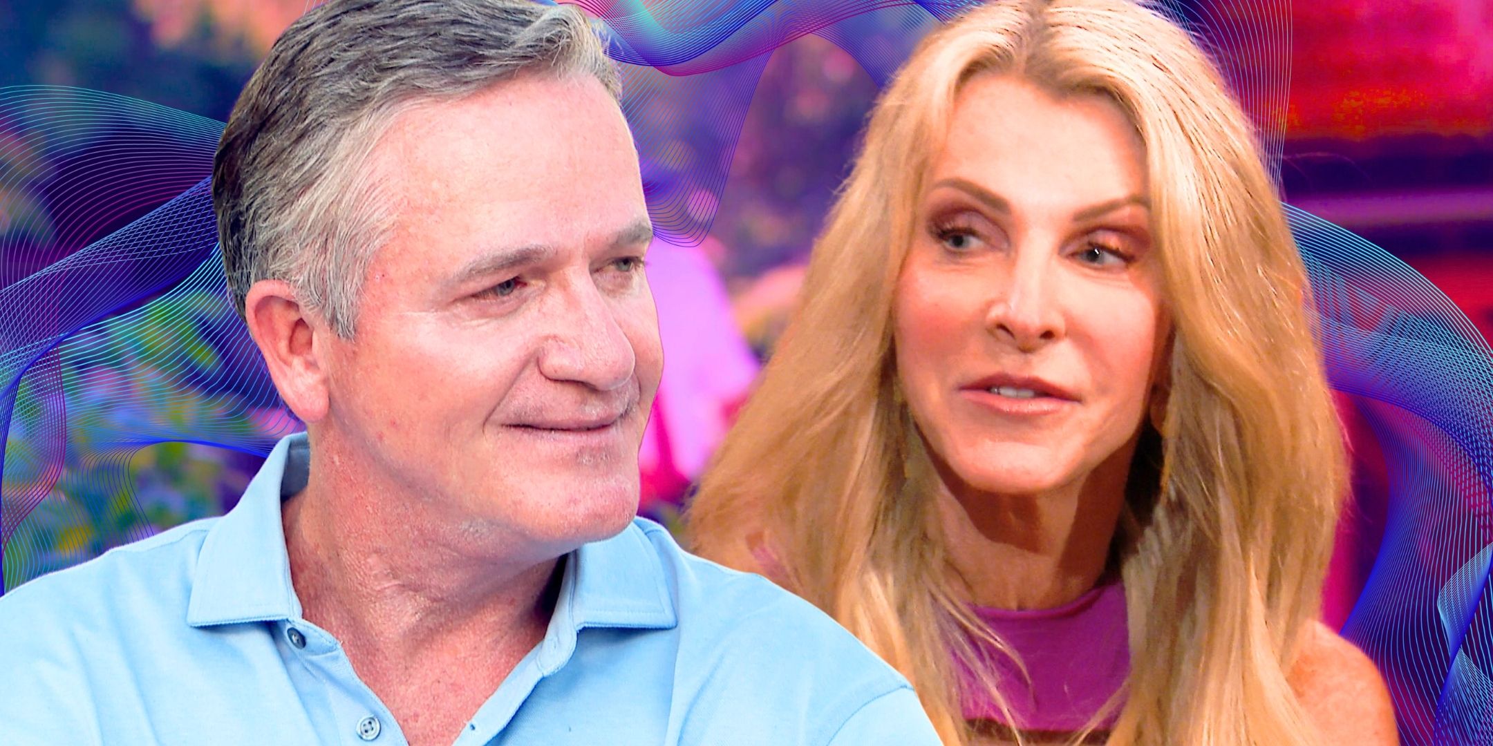 The Golden Bachelorette Joan Vassos &amp; Chock Chapple in side by side images looking concerned