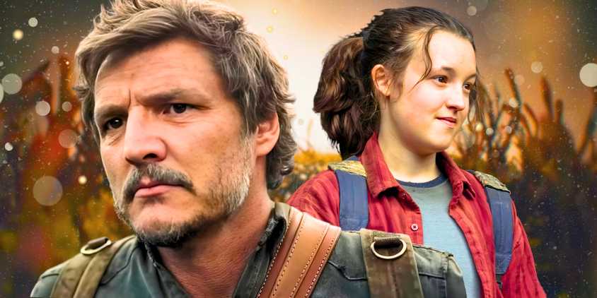 Joel in The Last of Us to the left and Ellie in The Last of Us to the right in a combined image