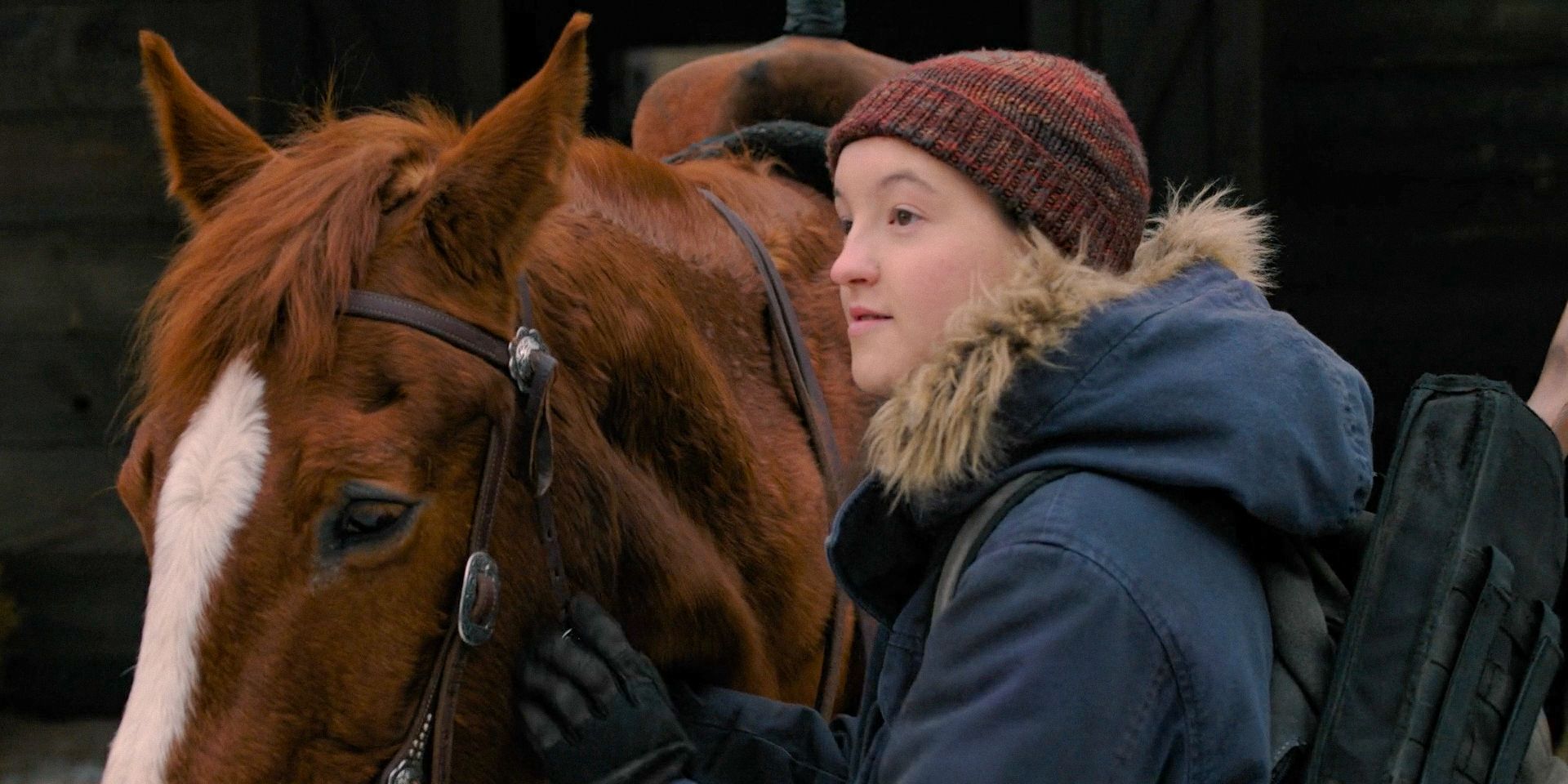 Ellie Williams (Bella Ramsey) with her horse in The Last of Us Season 2 Ep 1