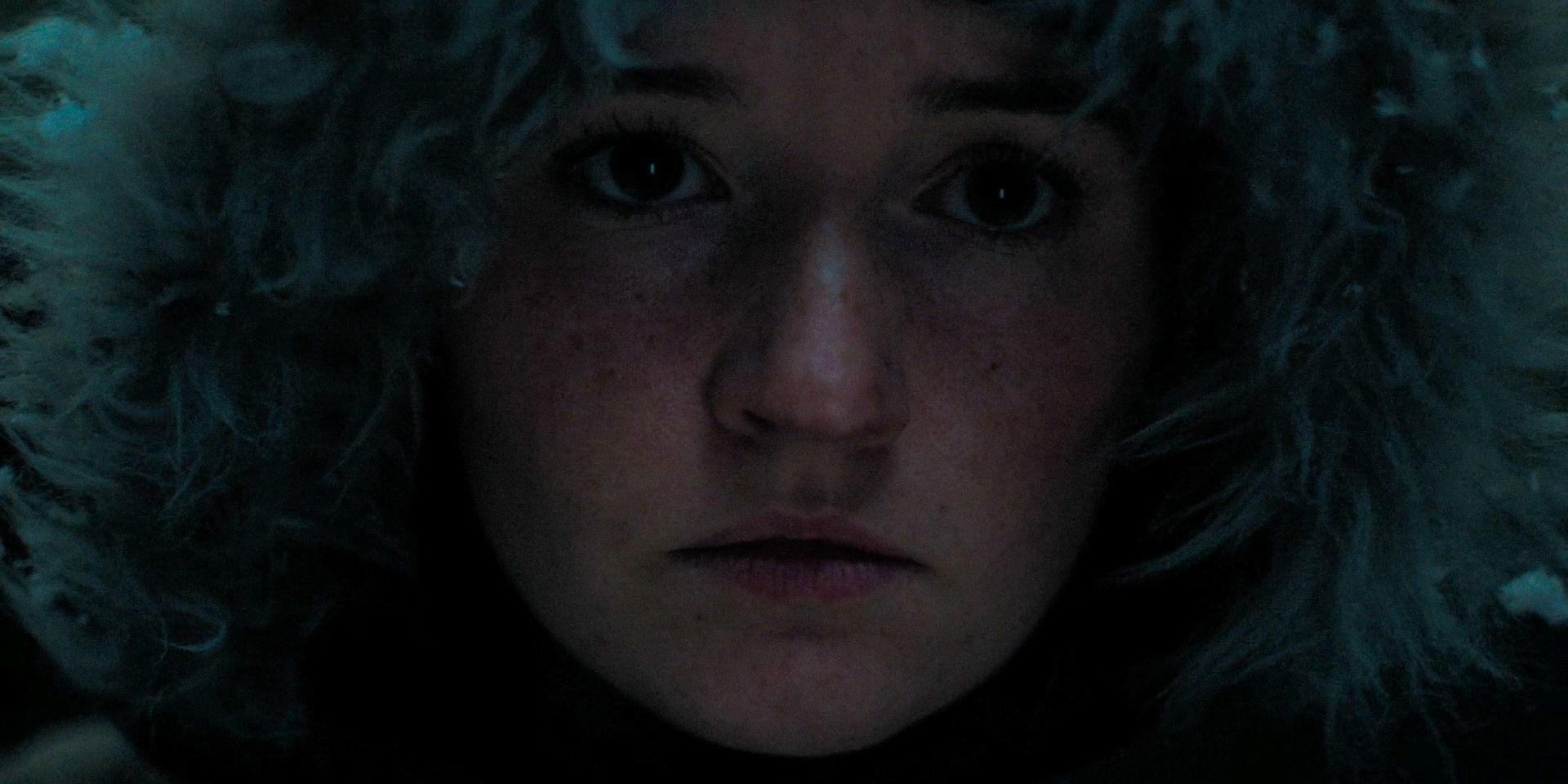 Close-up of Abby Anderson&rsquo;s (Kaitlyn Dever) face in The Last of Us Season 2 Ep 1