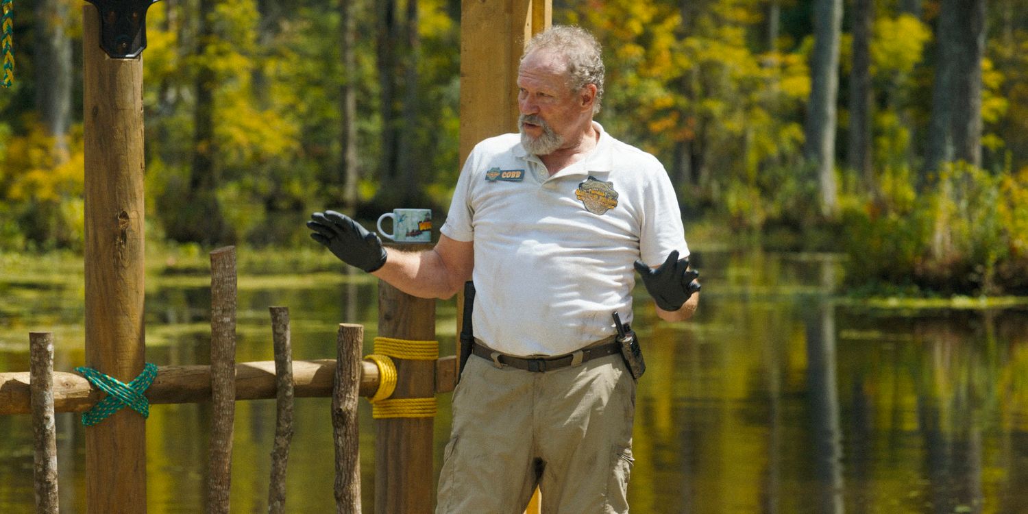 Cobb Milsap (Michael Rooker) welcoming to the Milsap Family Gator Farm in The Righteous Gemstones Season 4 Ep 7