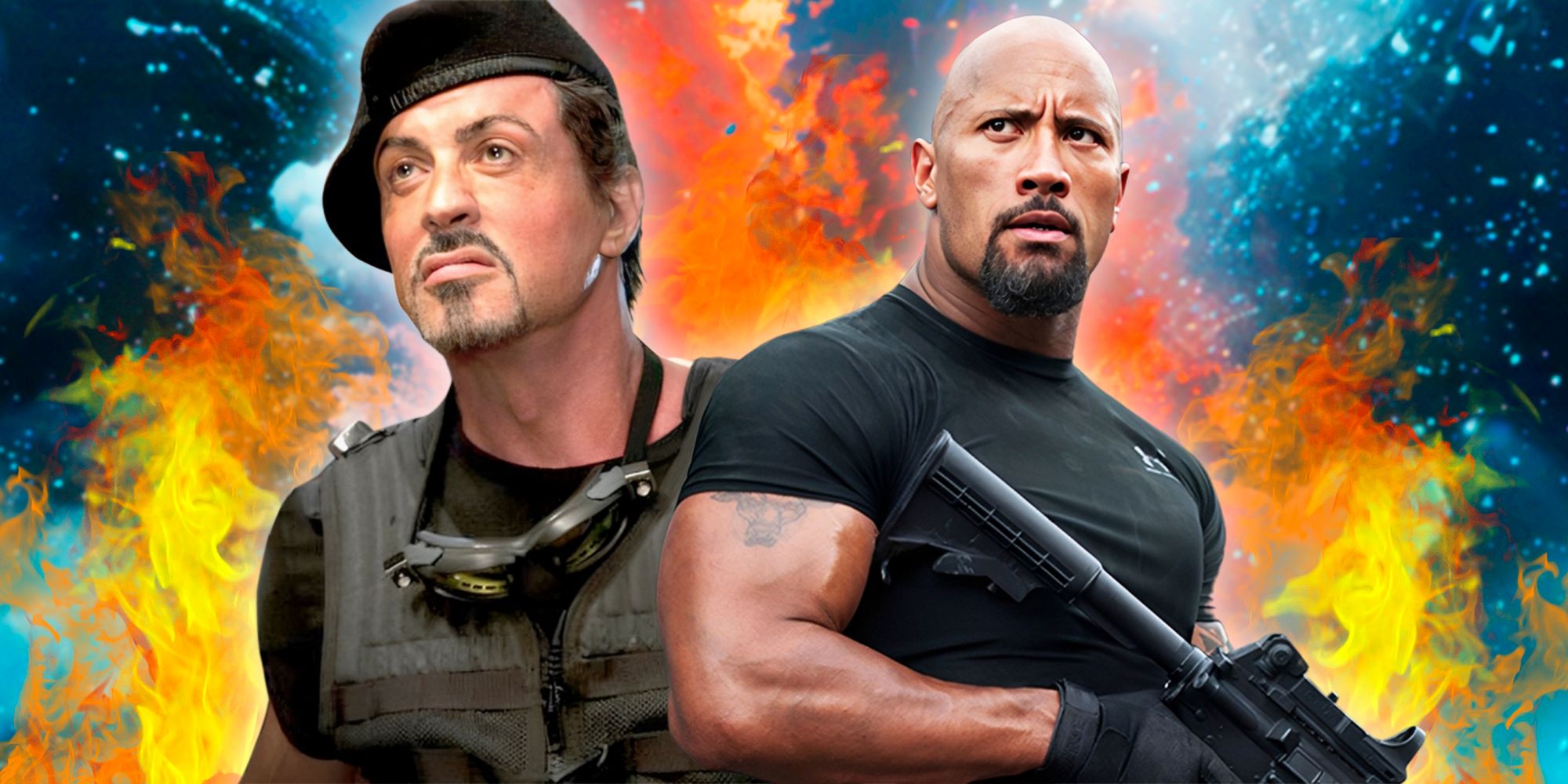 The Rock in Fast Five and Stallone in The Expendables