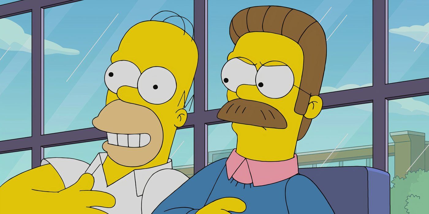 The Simpsons Homer and Ned in therapy in Flandshees of Innersimpson