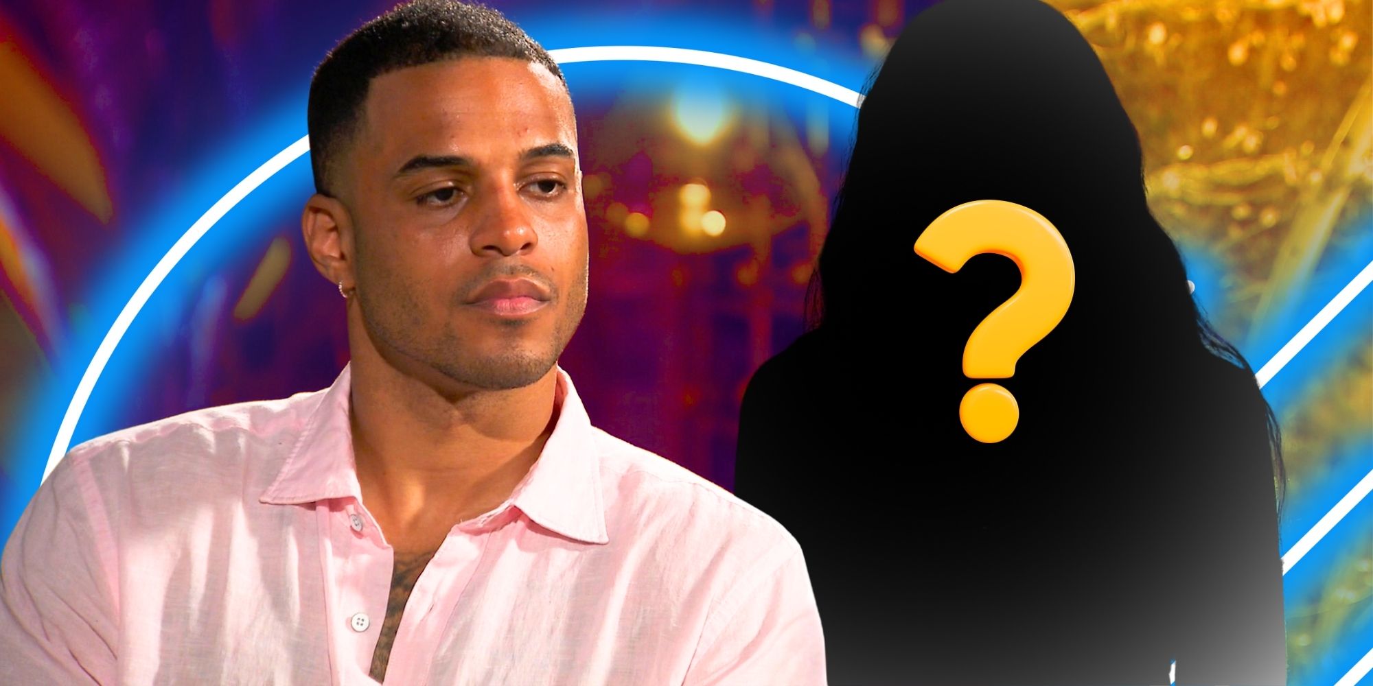 The Bachelor&rsquo;s Grant Ellis with a neutral expression next to a mystery woman