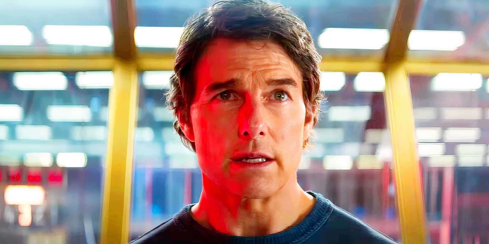 Tom Cruise looking emotional as Ethan Hunt in Mission Impossible The Final Reckoning